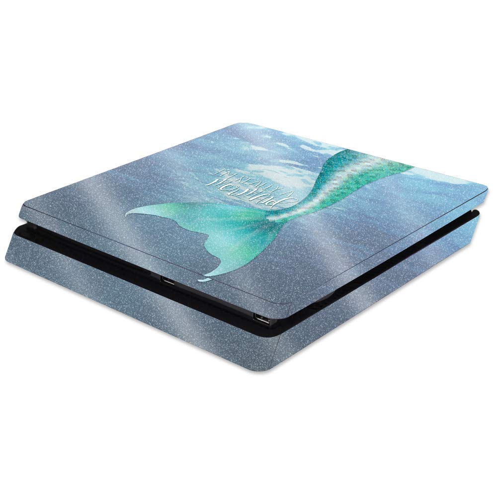 MightySkins Glossy Glitter Skin Cover for Sony PS4 Slim Console - I'm Really A Mermaid Design | Protective & Durable High-Gloss Finish | Easy to Apply, Remove & Change Styles | Made in USA | Perfect for Gaming Setups & Themed Decor