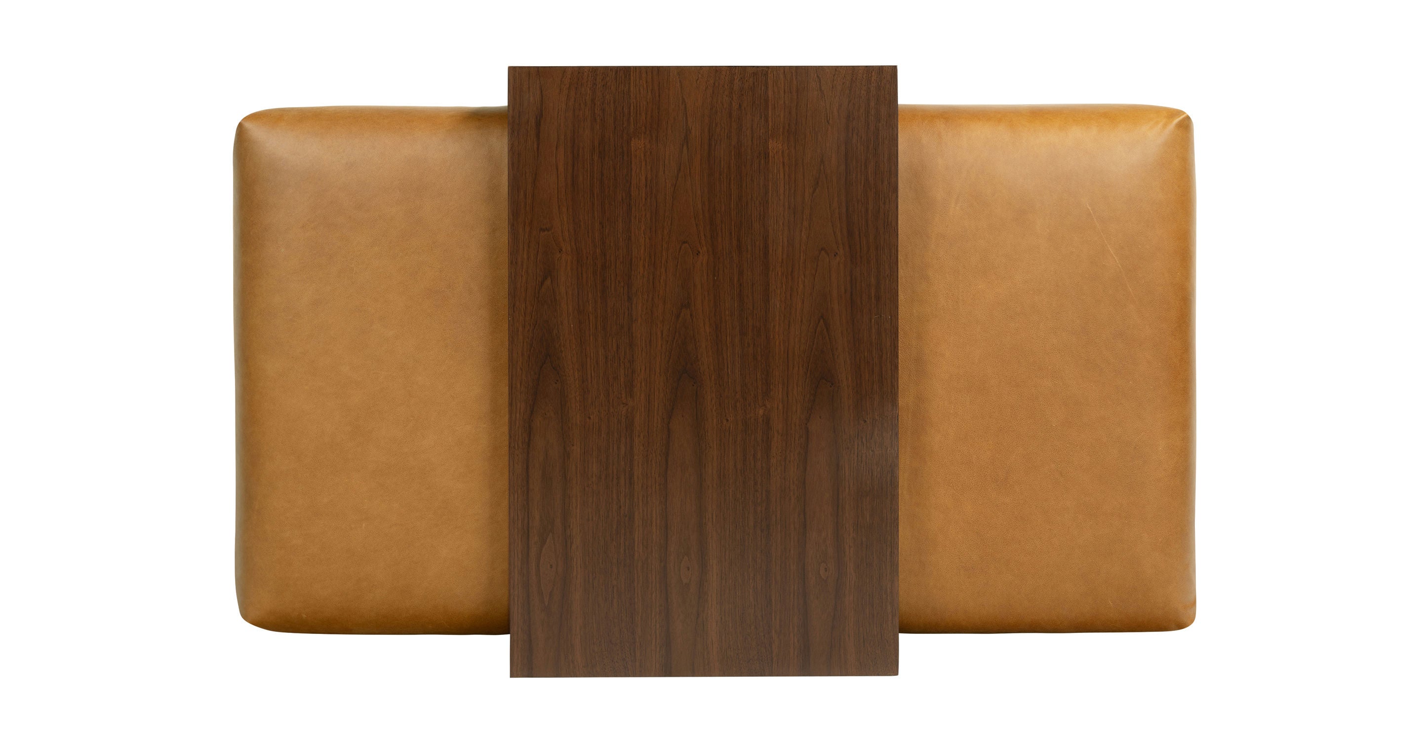 Jarmo Leather Ottoman with Walnut Table - Stylish Footrest & Coffee Table for Living Room, Bedroom, or Office - Premium Leather & Wood Furniture for Home Decor