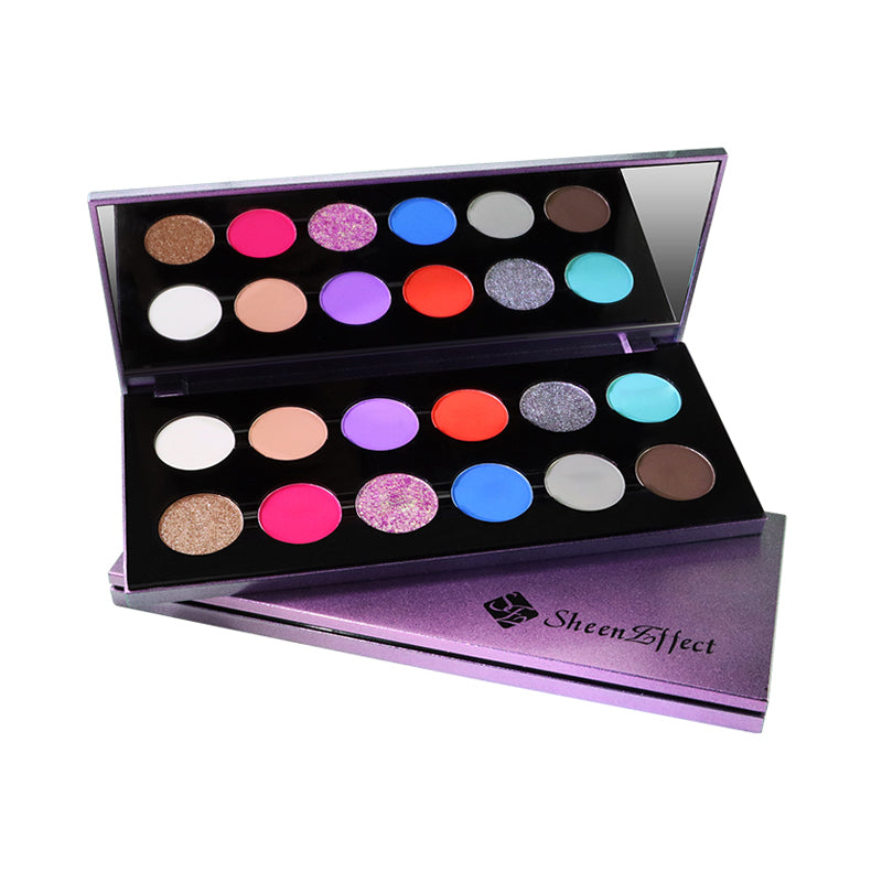 SheenEffect Chameleon 12-Color Eyeshadow Palette - Long Lasting, Highly Pigmented Makeup Kit for Day & Night Looks - Perfect for Parties, Date Nights & Special Occasions