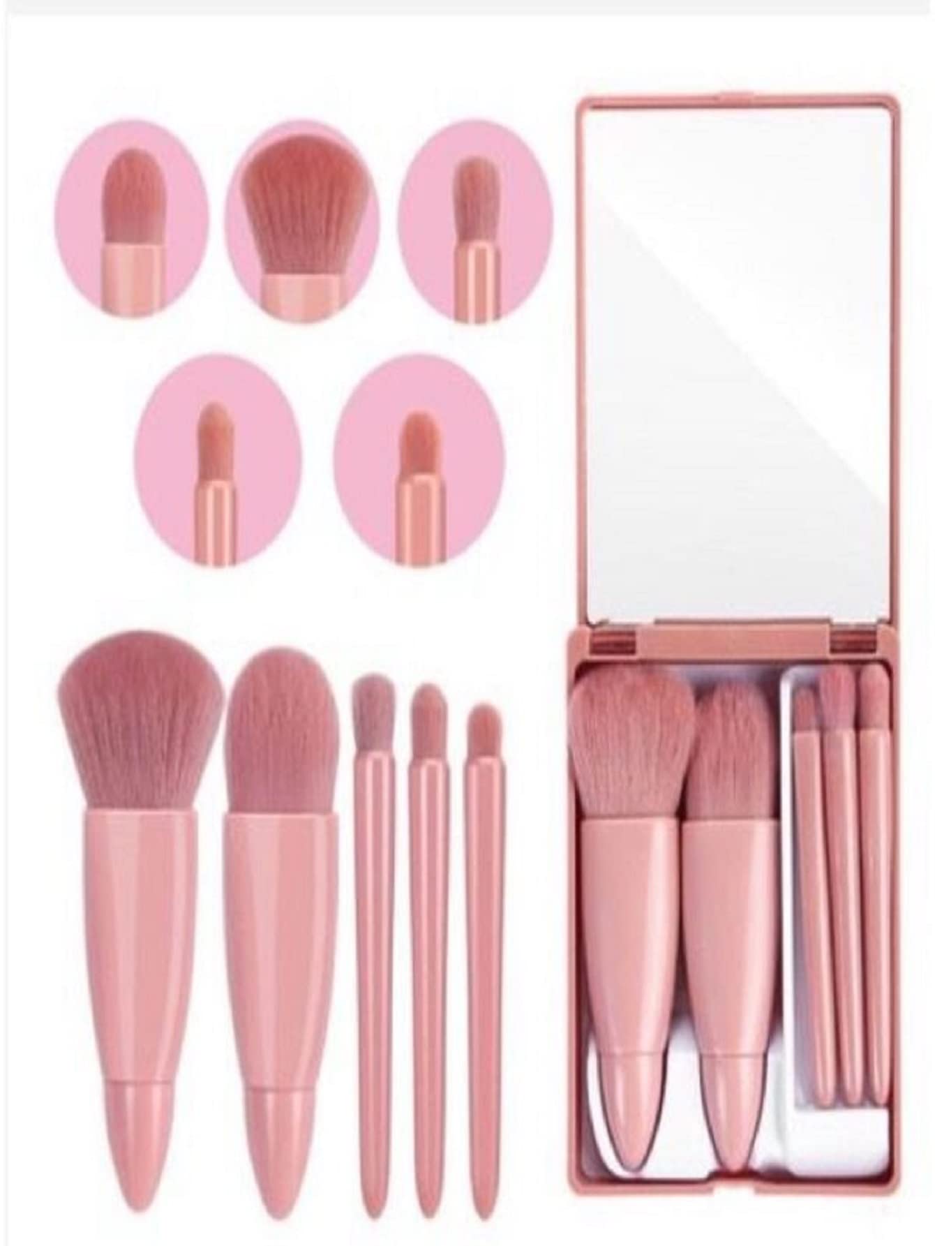 Professional Makeup Brush Set - 12 Piece Portable Mini Travel Cosmetic Brushes Kit with Mirror | Complete Face & Eye Makeup Tools for Foundation, Blush, Eyeshadow & Contouring | Perfect for Travel, Home Use & Professional Makeup Artists