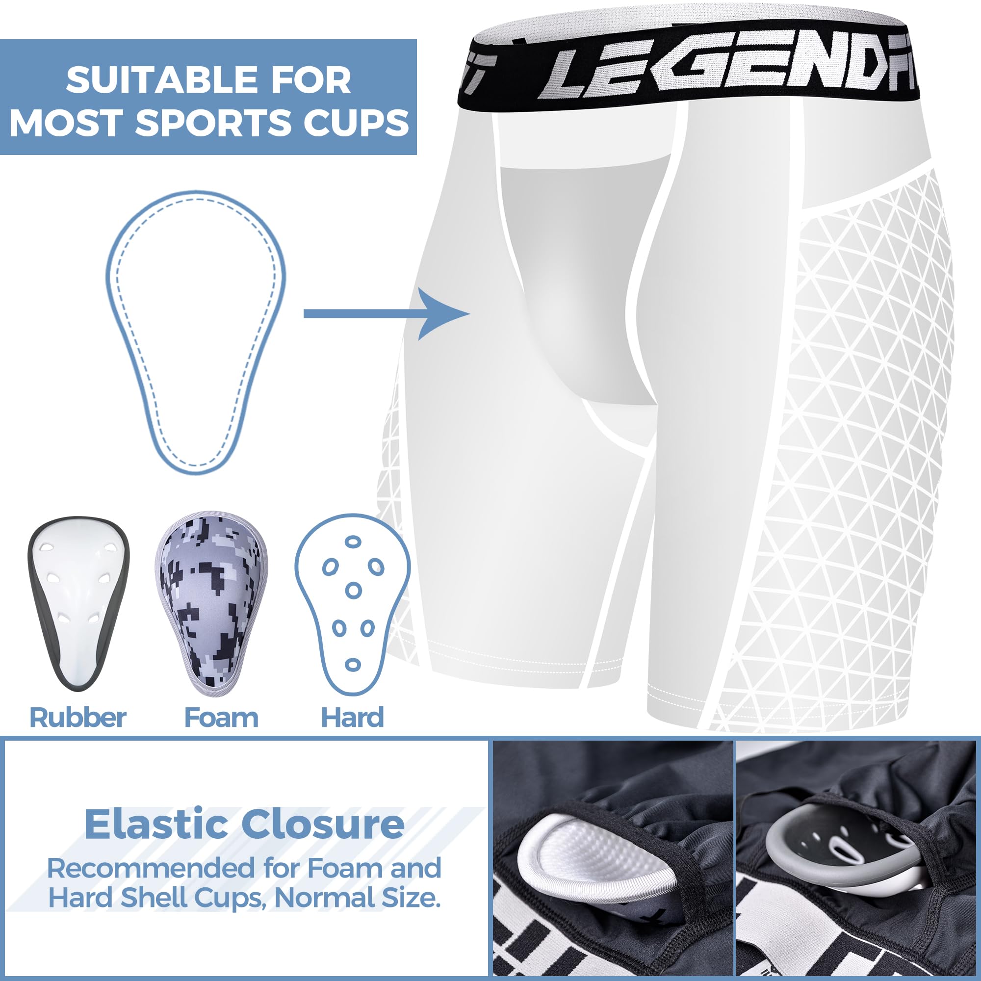 Youth Boys Baseball Sliding Shorts with Protective Cup - Athletic Compression Underwear for Baseball, Football, Lacrosse & Cricket - Perfect for Sports Training & Games