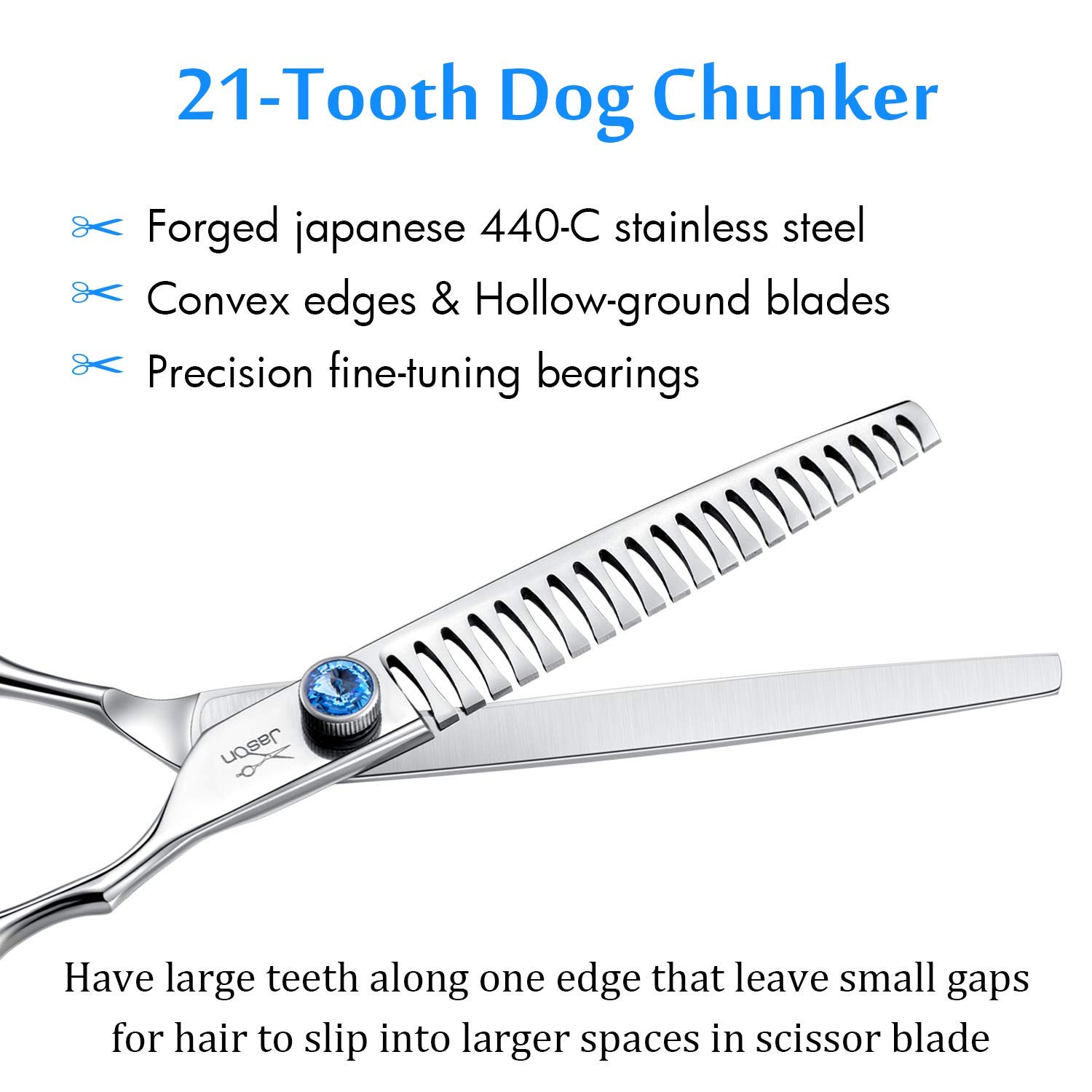 **JASON 7-Inch Professional Dog Grooming Shears – 21 Teeth Texturizing & Thinning Scissors for Pets – Ergonomic Offset Handle for Comfort – Sharp Blending Shears for Cats & Dogs – Perfect for Home & Salon Grooming**