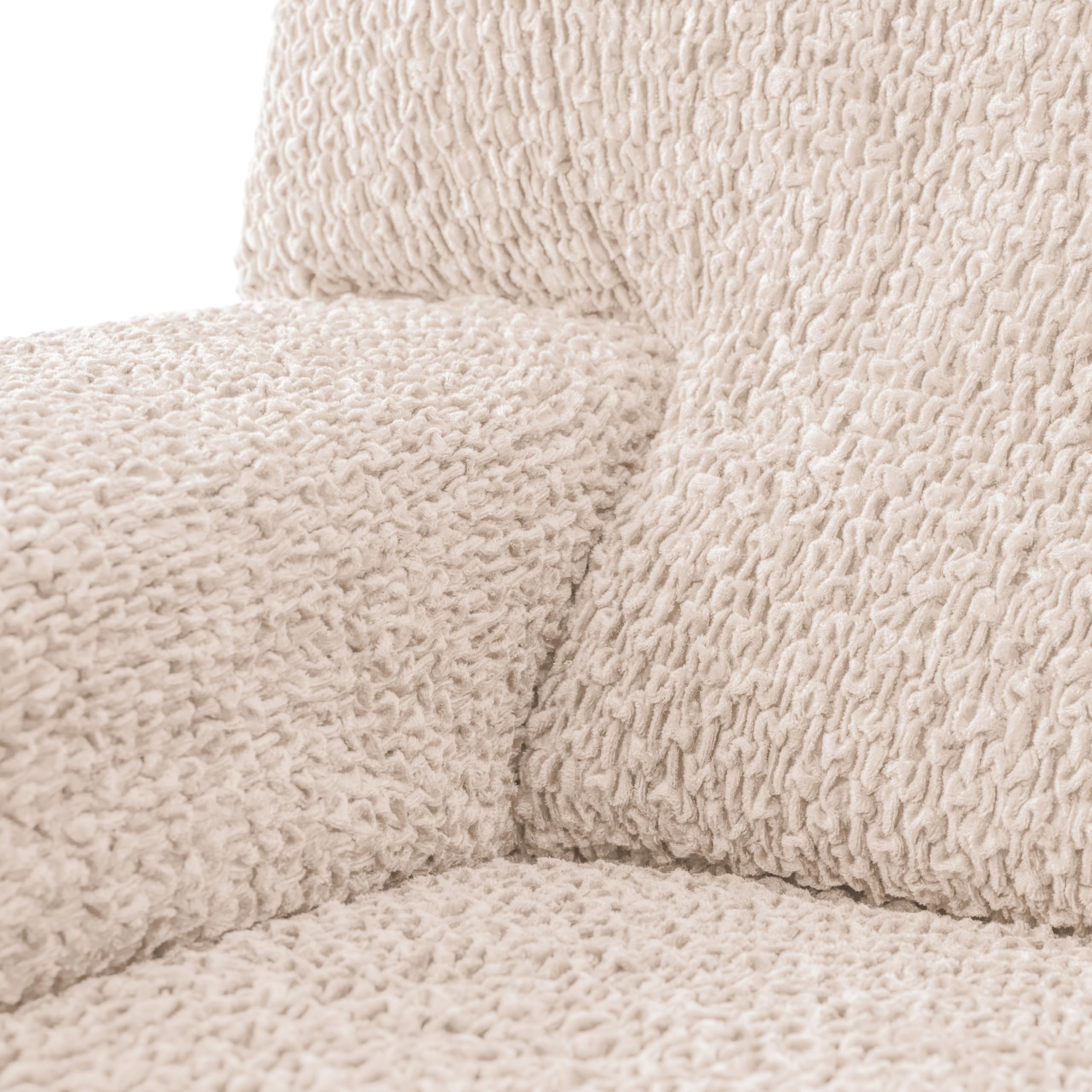 PAULATO BY GA.I.CO. Stretch Sofa Slipcover - Soft Polyester Fabric Couch Cover - Washable 1-Piece Form Fit Protector for Pets - Velvet Collection in Ivory - Perfect for Living Room, Family Room & Pet-Friendly Homes