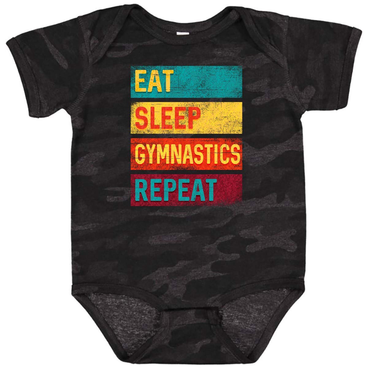 Inktastic Gymnast Eat Sleep Gymnastics Repeat Baby Bodysuit - Cute Infant Gymnastics Outfit for Girls & Boys | Perfect for Training, Competitions & Playtime
