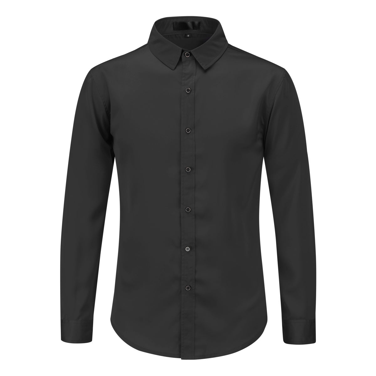Premium Solid Color Men's Dress Shirt - Classic Black Formal Business Shirt for Office, Wedding & Special Occasions