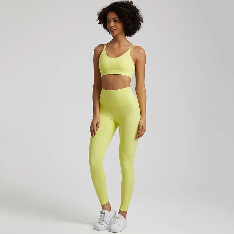 Buttery Soft Women's Yoga Set - High Waist Gym Leggings & Crisscross Sports Bra 2-Piece Workout Outfit | Perfect for Yoga, Pilates, Gym & Lounge Wear