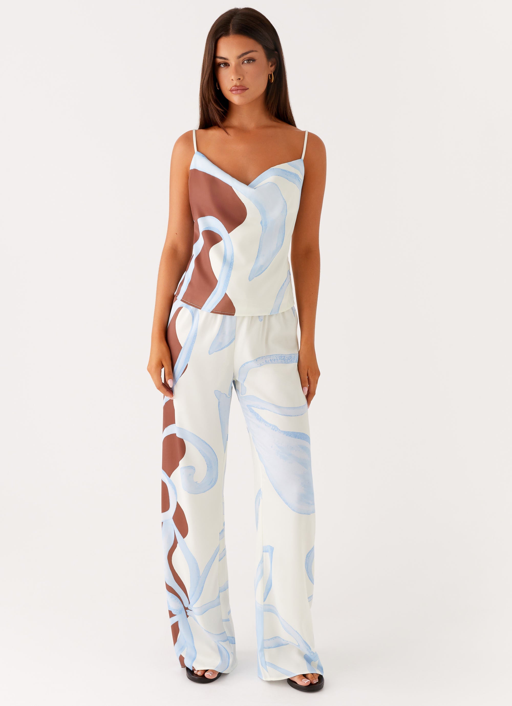 Deacon Low Rise Pants for Women - Stylish Bloom Wave Print Floral Pants | Comfortable Stretch Fabric | Perfect for Casual Wear, Summer Outfits & Beach Vacations