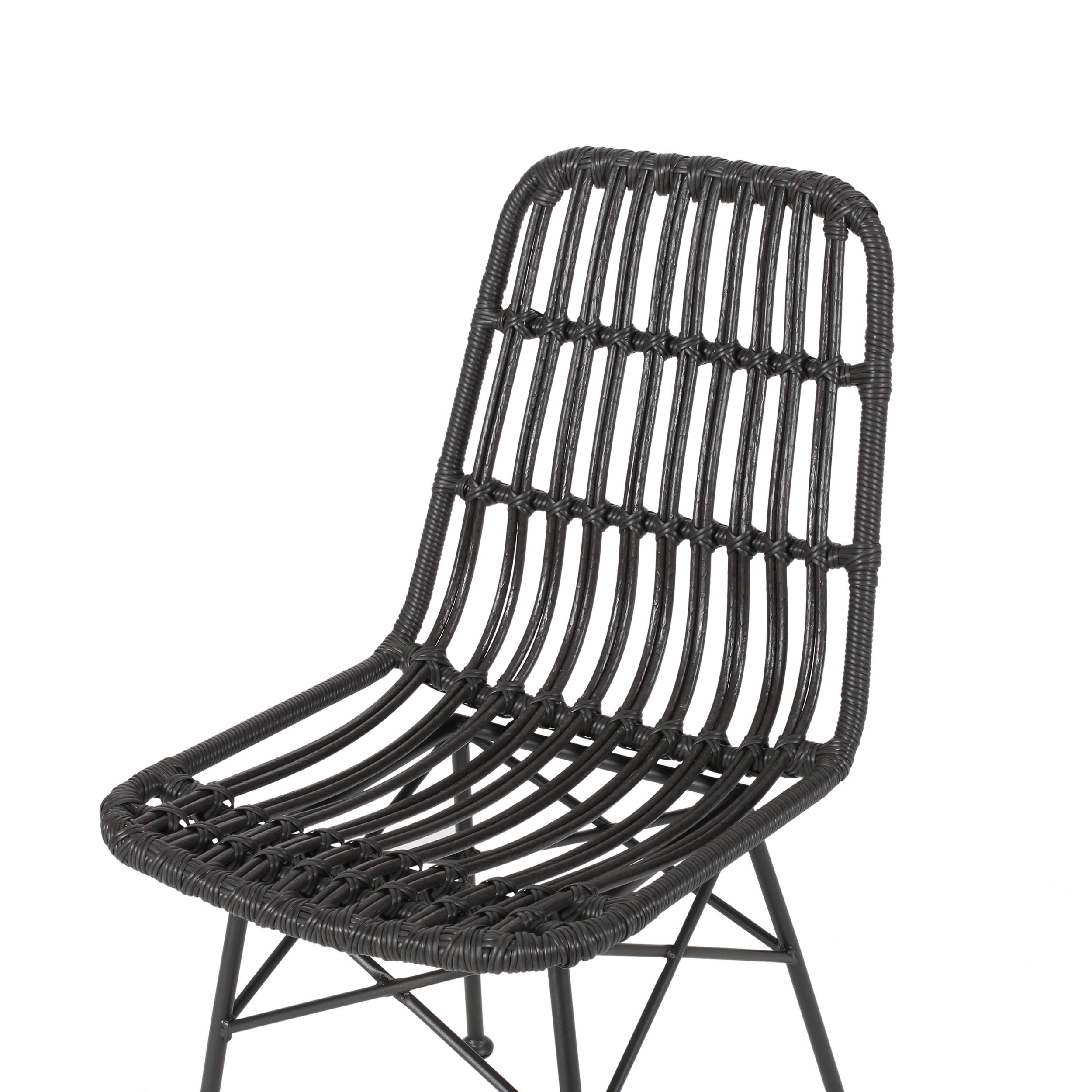 GDFStudio Indoor Wicker Dining Chairs Set of 2 - Gray and Black Rattan Chairs for Kitchen, Dining Room, Patio, or Breakfast Nook - Comfortable & Stylish Seating Furniture