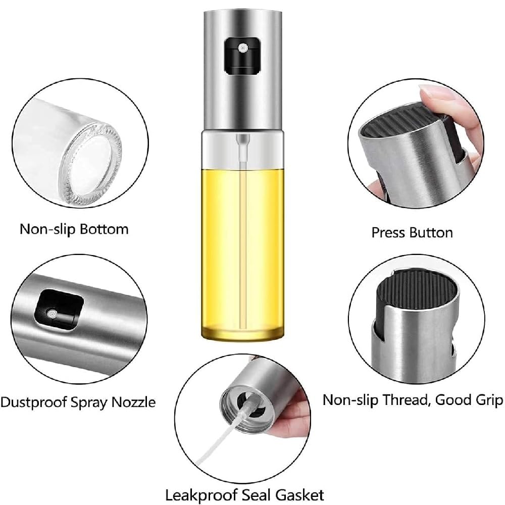 Prostuff.in® 100ml Transparent Glass Oil Spray Bottle - Dosa Oil Sprayer, Vinegar Dispenser, Cooking & Salad Dressing Bottle for Kitchen, BBQ, Baking - Leak-Proof ABS Cap (Perfect for Home Cooking & Restaurant Use)
