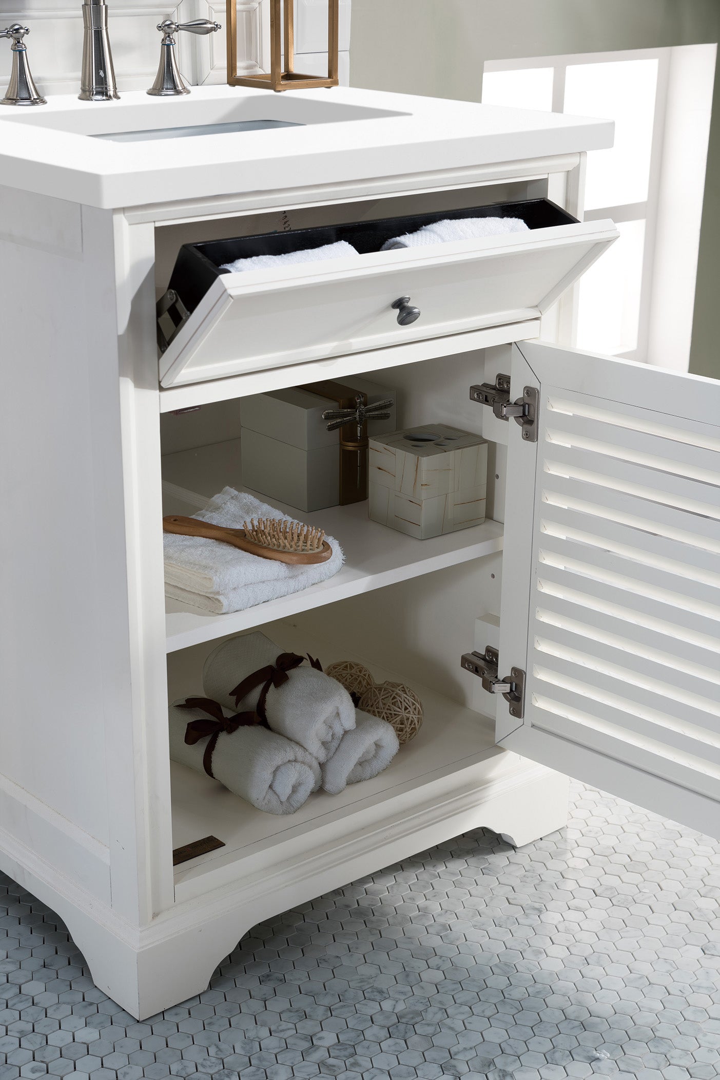 Savannah 26 Inch Single Bathroom Vanity Set with 3CM Classic White Quartz Countertop - Bright White Finish for Modern Bathroom Remodel | Perfect for Small Spaces & Powder Rooms