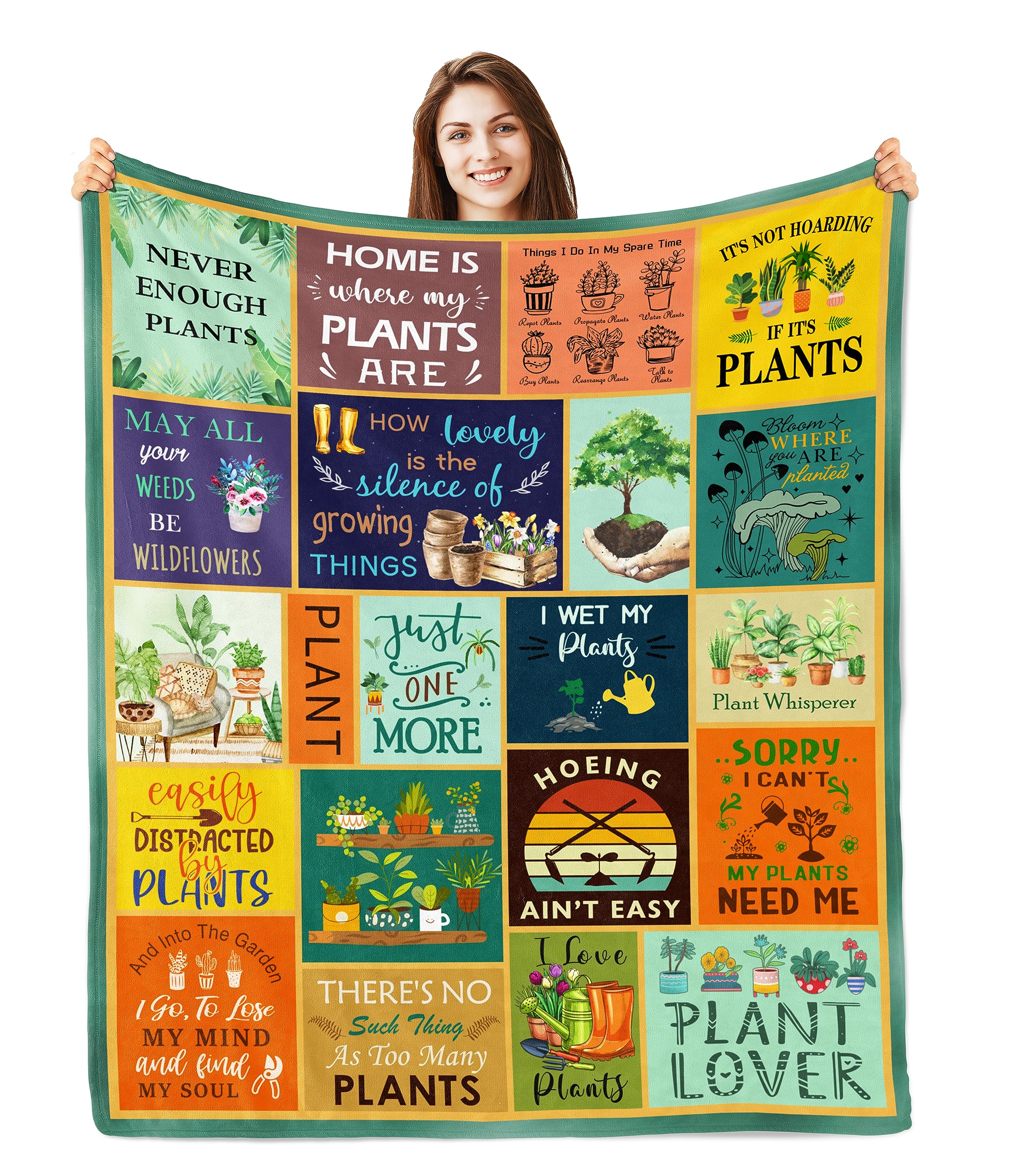 60”x50” Cozy Plant Lover Blanket - Perfect Gardening Gift for Women, Plant Enthusiasts & Gardeners - Ideal for Indoor Relaxation, Outdoor Picnics & Plant-Themed Decor