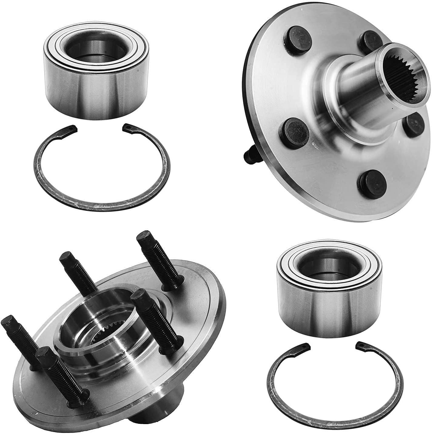 Detroit Axle - 4 Wheel Bearing Hub Kit for 2002-2005 Ford Explorer, Mercury Mountaineer, Lincoln Aviator - Front & Rear Replacement - Perfect for Off-Roading, Towing & Daily Driving