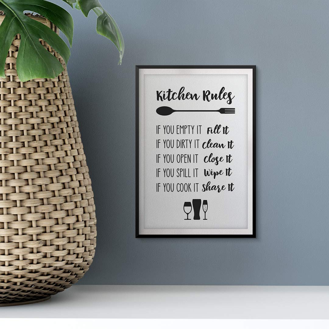 Kitchen Rules Wall Art Print 8x10 - Perfect for Home Decor