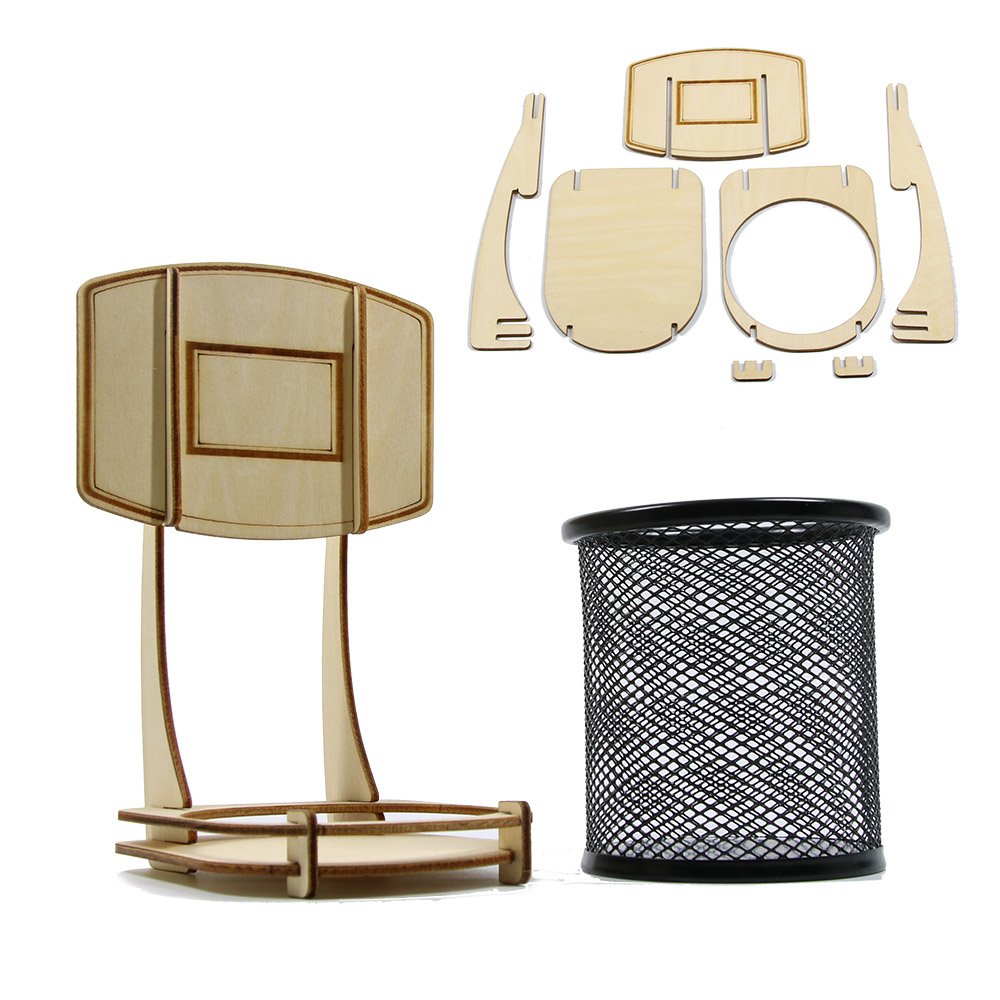 DIY Wooden Basketball Hoop Pen Holder - Desk Organizer & Office Accessories for Basketball Fans - Perfect for Office, Home Desk, and Gift Giving