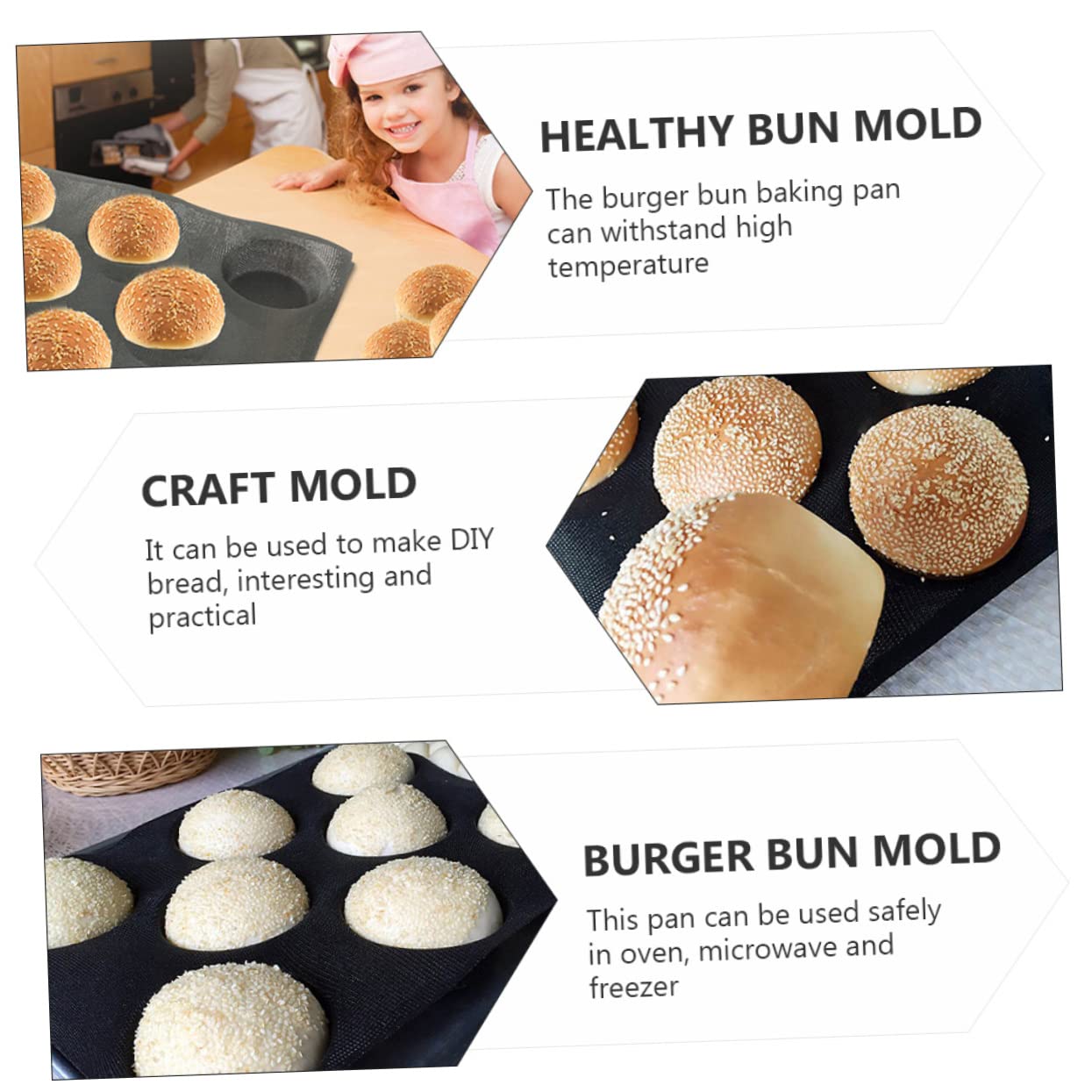 DOITOOL Non-Stick Silicone Baking Molds - Round Bun Pan for Bread, Chocolate & Gummy Candy Making | Reusable, BPA-Free Silicone Molds for Home Baking & Professional Pastry Decorating