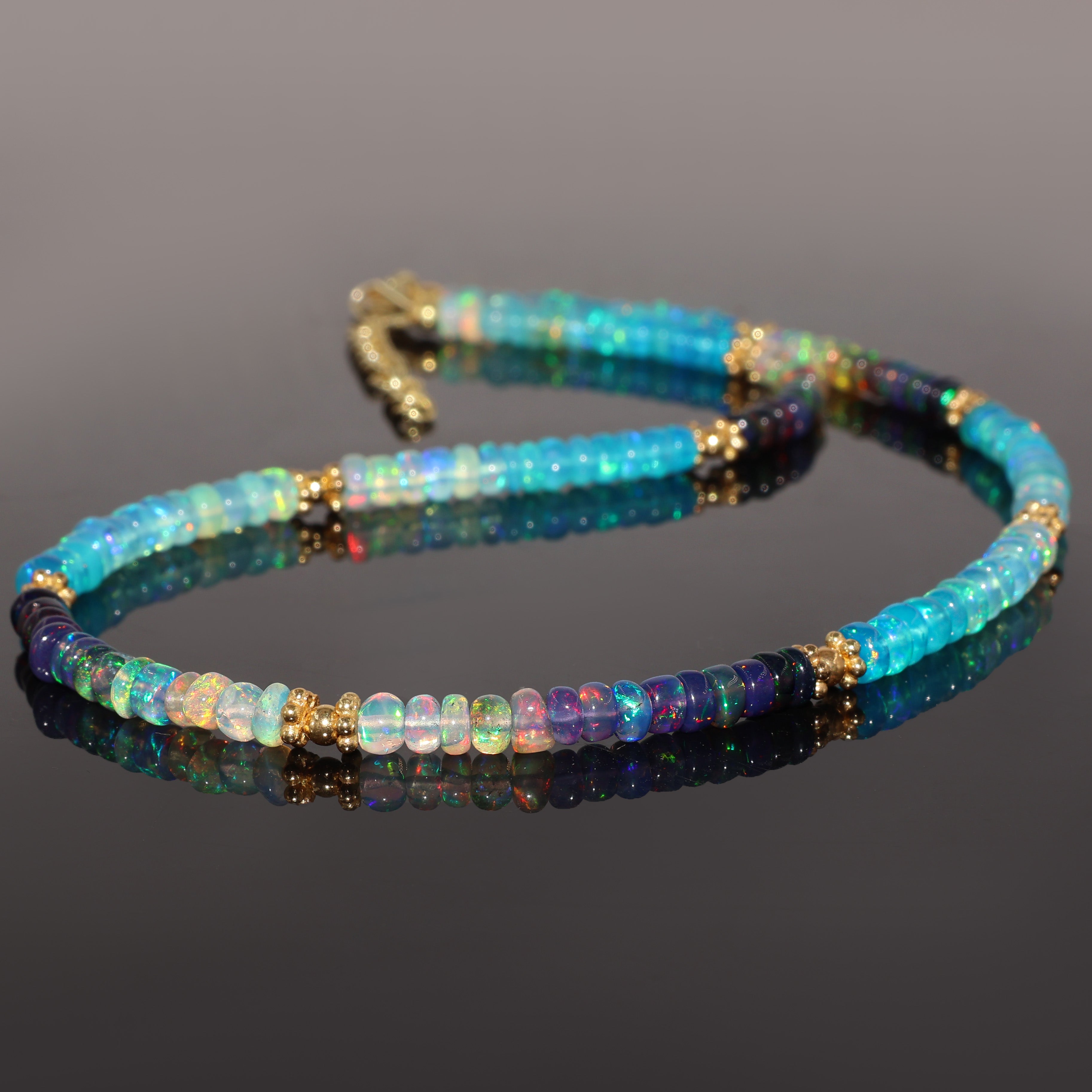 Natural Fire Multi Opal Beaded Necklace for Women - Handmade Gemstone Jewelry - Boho Chic Layering Necklace - Perfect for Weddings, Parties & Everyday Wear