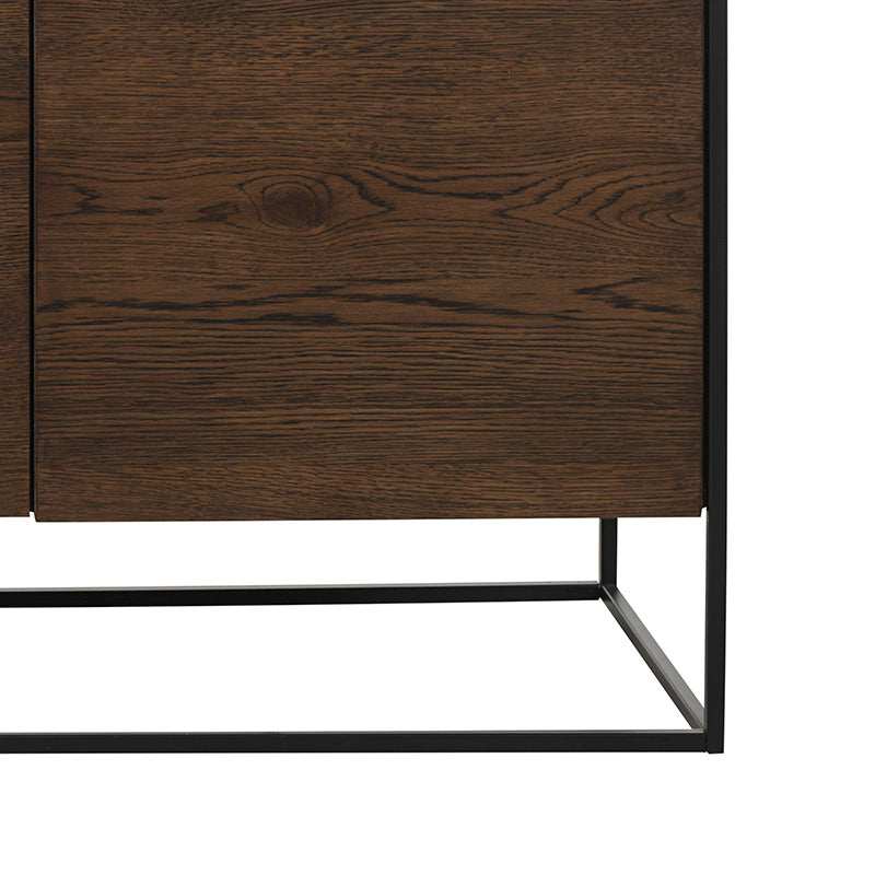 RIVOLI Sideboard Buffet Cabinet 61 Inch - Modern Smoked Oak & Black Finish - Perfect for Dining Room Storage, Living Room Organization, and Entryway Decor