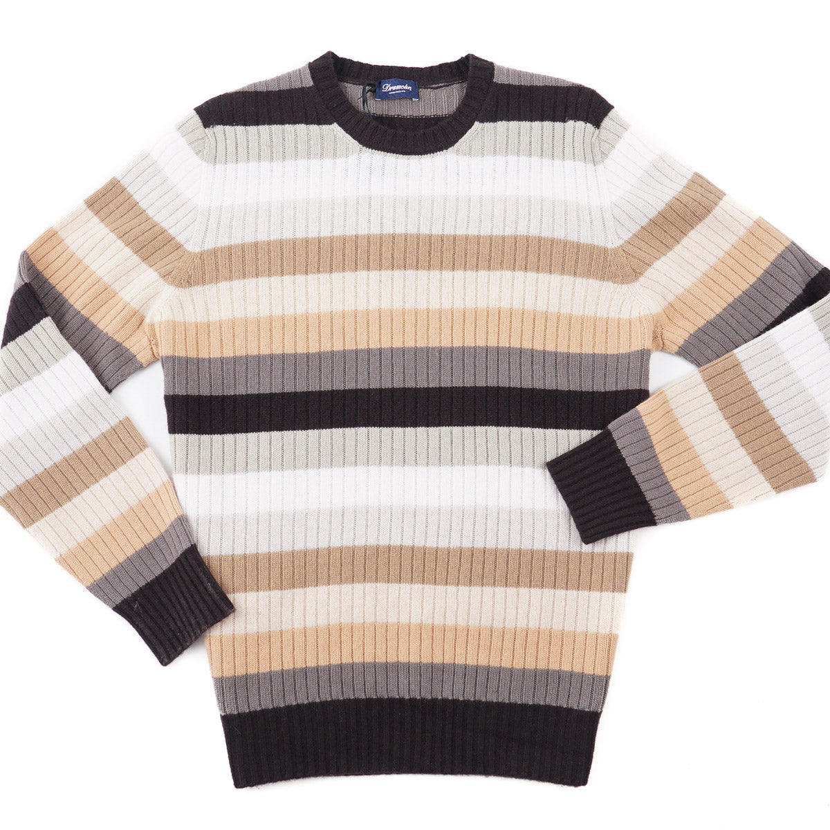 Luxury Drumohr Multi-Striped Cashmere Sweater for Women | Soft & Warm Winter Pullover | Perfect for Office, Travel & Casual Outfits