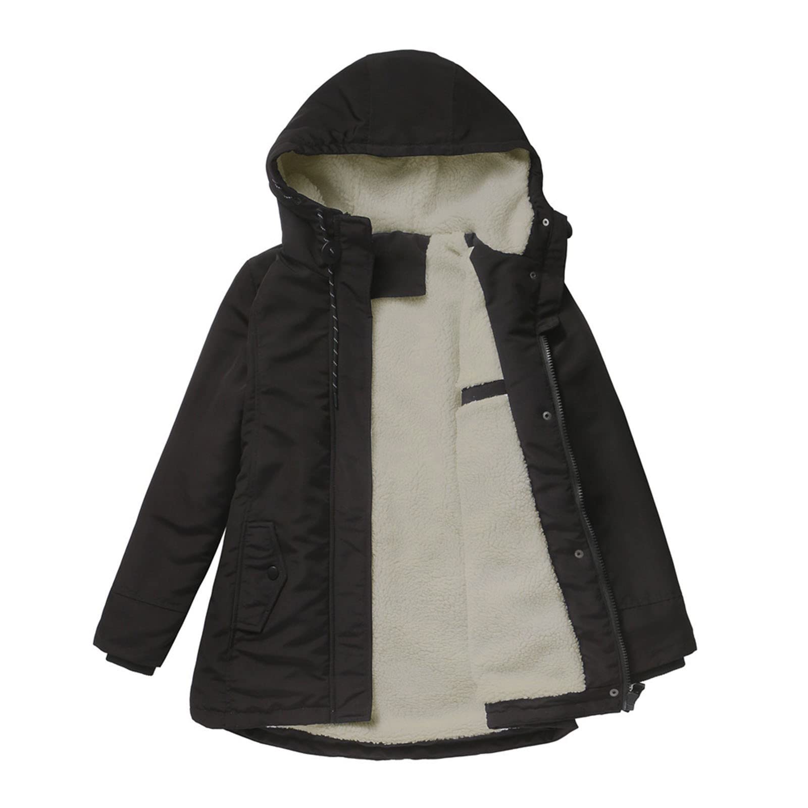 Women's Thickened Velvet Corduroy Hooded Winter Coat - Mid-Length Warm Jacket with Cotton Lining | Solid Color Outerwear for Cold Weather, Daily Commute & Outdoor Activities