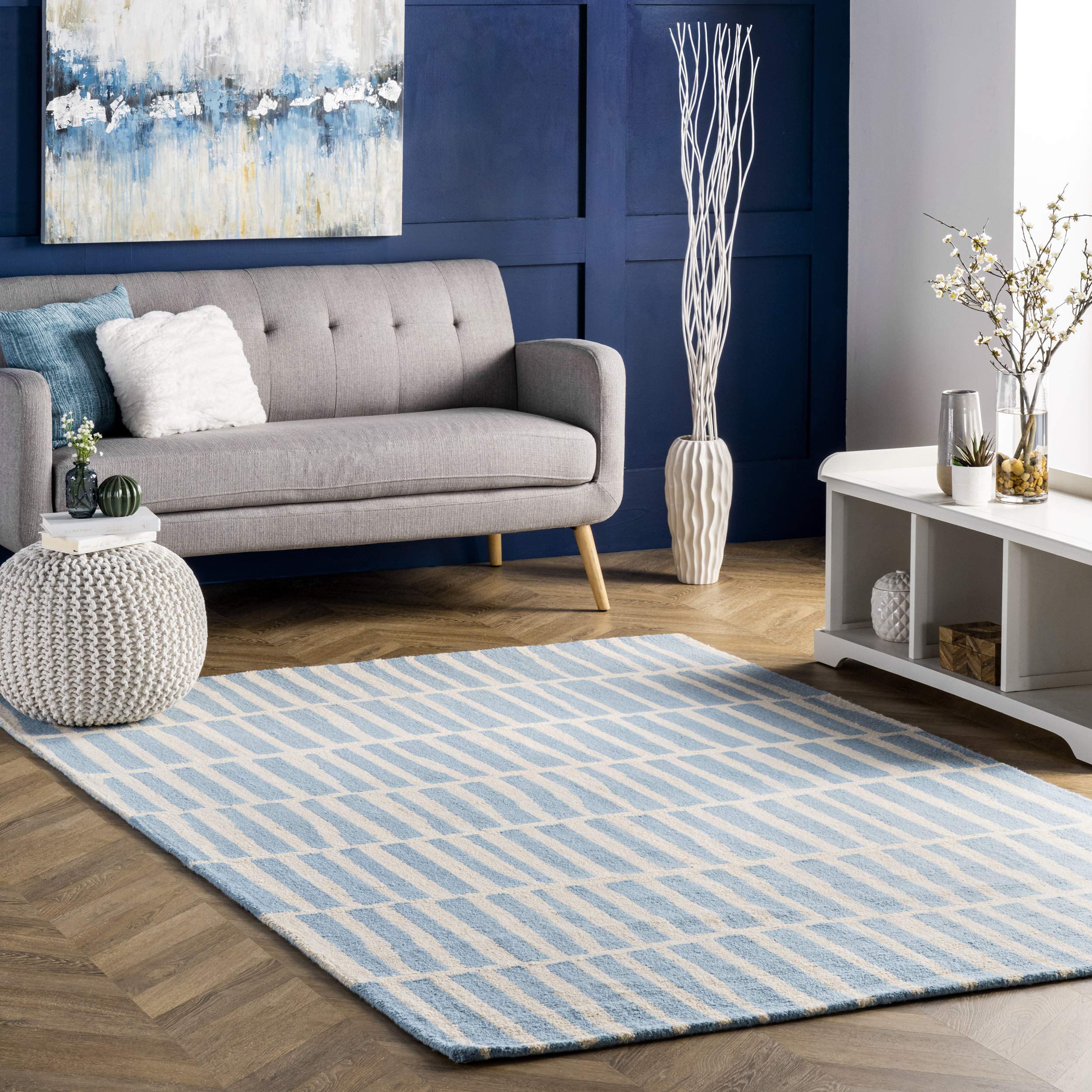 nuLOOM Lemuel Hand Tufted Wool Area Rug 8x10 Feet - Soft Baby Blue Modern Rug for Living Room, Bedroom & Nursery | Durable & Stylish Home Decor