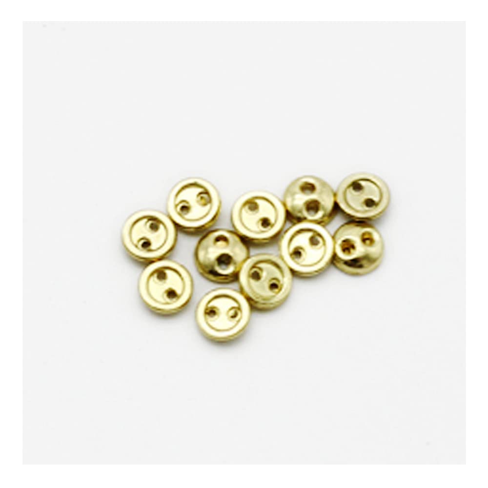 50 PCS 2 Hole Mini Metal Round Buttons - Small Bread Buttons for Doll Clothes, Bag Decoration & Sewing Crafts (Golden, 3mm) - Perfect for DIY Projects, Fashion Accessories & Handmade Gifts
