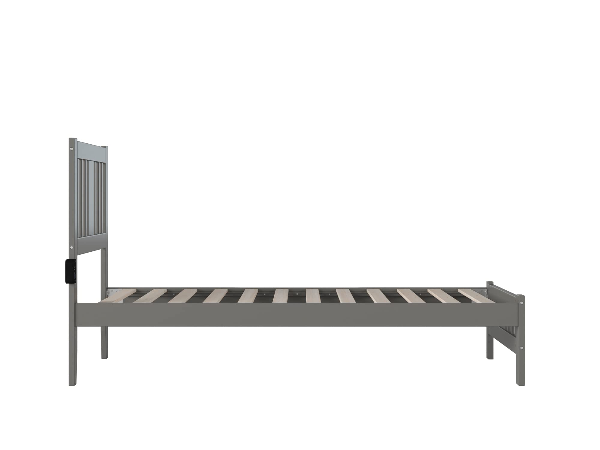 AFI Tahoe Twin Size Platform Bed Frame with Footboard & USB Charging Station - Grey Wooden Bed for Kids, Teens & Guest Rooms - Space-Saving Modern Design with Built-In Storage