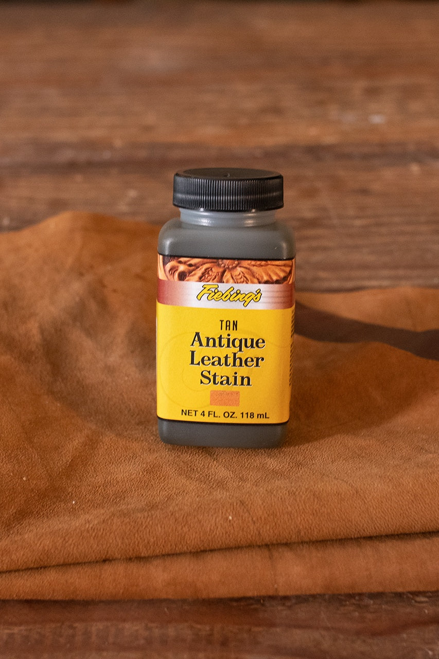 Fiebing's Antique Leather Stain 4 oz (118 ml) - Tan Color for Leather Crafting, DIY Projects & Vintage Restoration