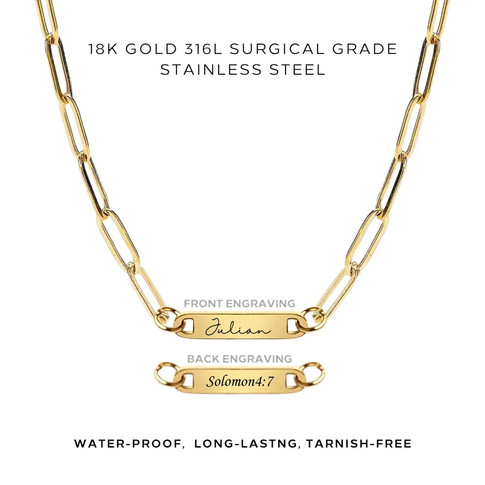 Personalized Engraved Paperclip Necklace - Custom Name Jewelry Gift for Women - Perfect for Birthdays, Anniversaries & Everyday Wear