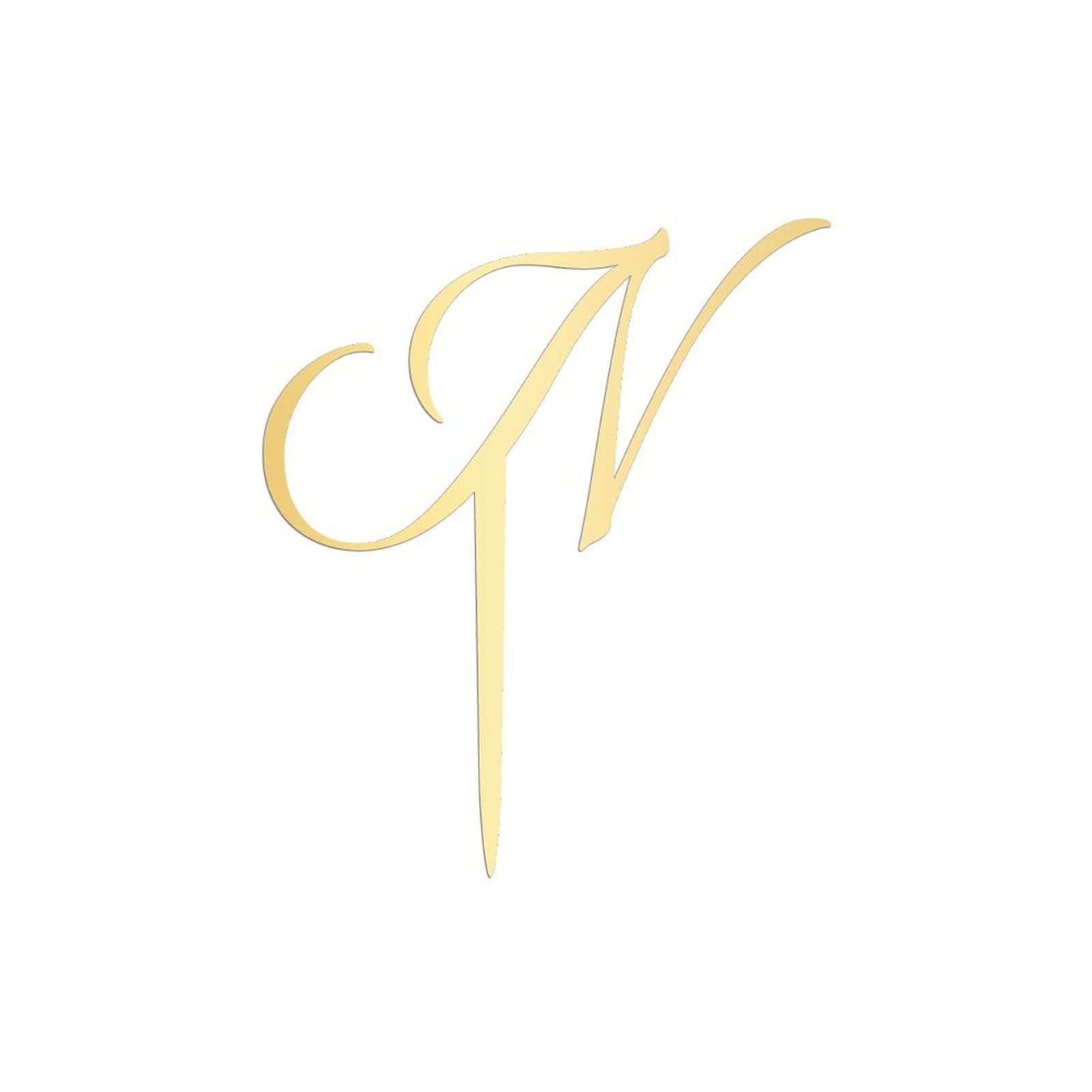 Personalized Acrylic Glitter Gold Letter N Cake Topper - Rustic Wedding, Anniversary, Engagement Party Decor - Perfect for Custom Cakes, Cupcakes & Desserts