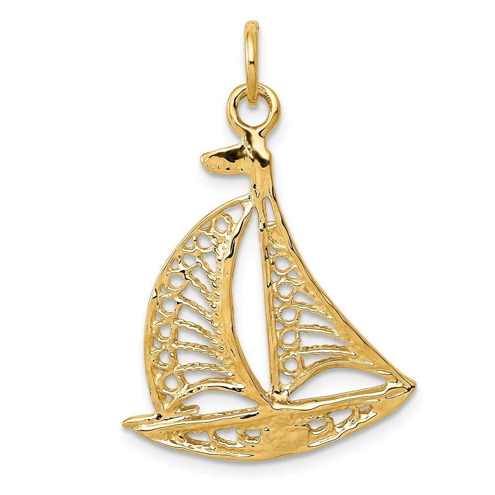 14K Yellow Gold Sailboat Charm Pendant - Roy Rose Jewelry for Women | Perfect for Nautical-Themed Jewelry Collection, Beach Vacation Accessories & Gift Ideas