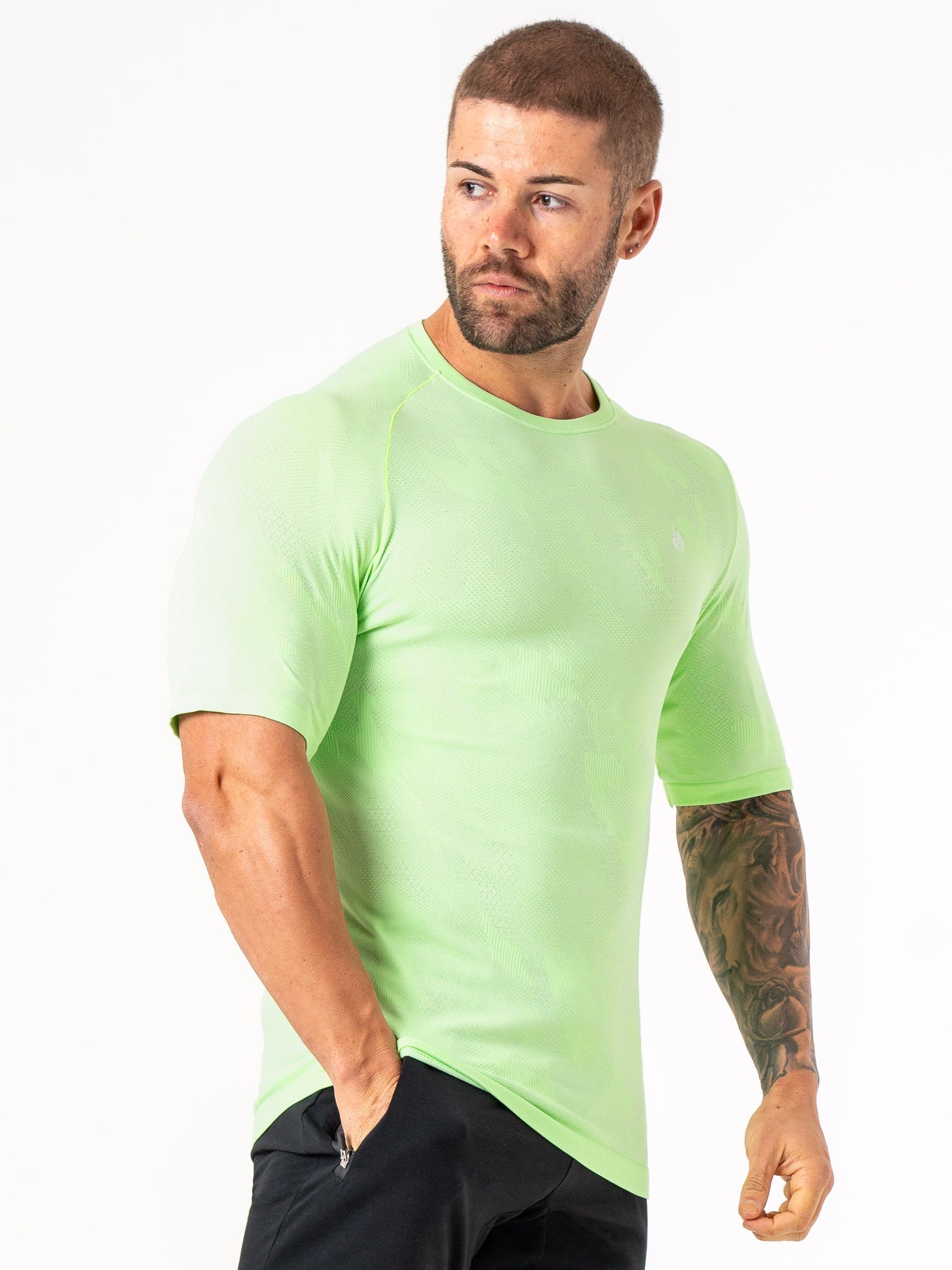 Aero Core Seamless T-Shirt for Men - Breathable Quick-Dry Performance Shirt in Lime Green - Perfect for Gym, Running & Outdoor Activities