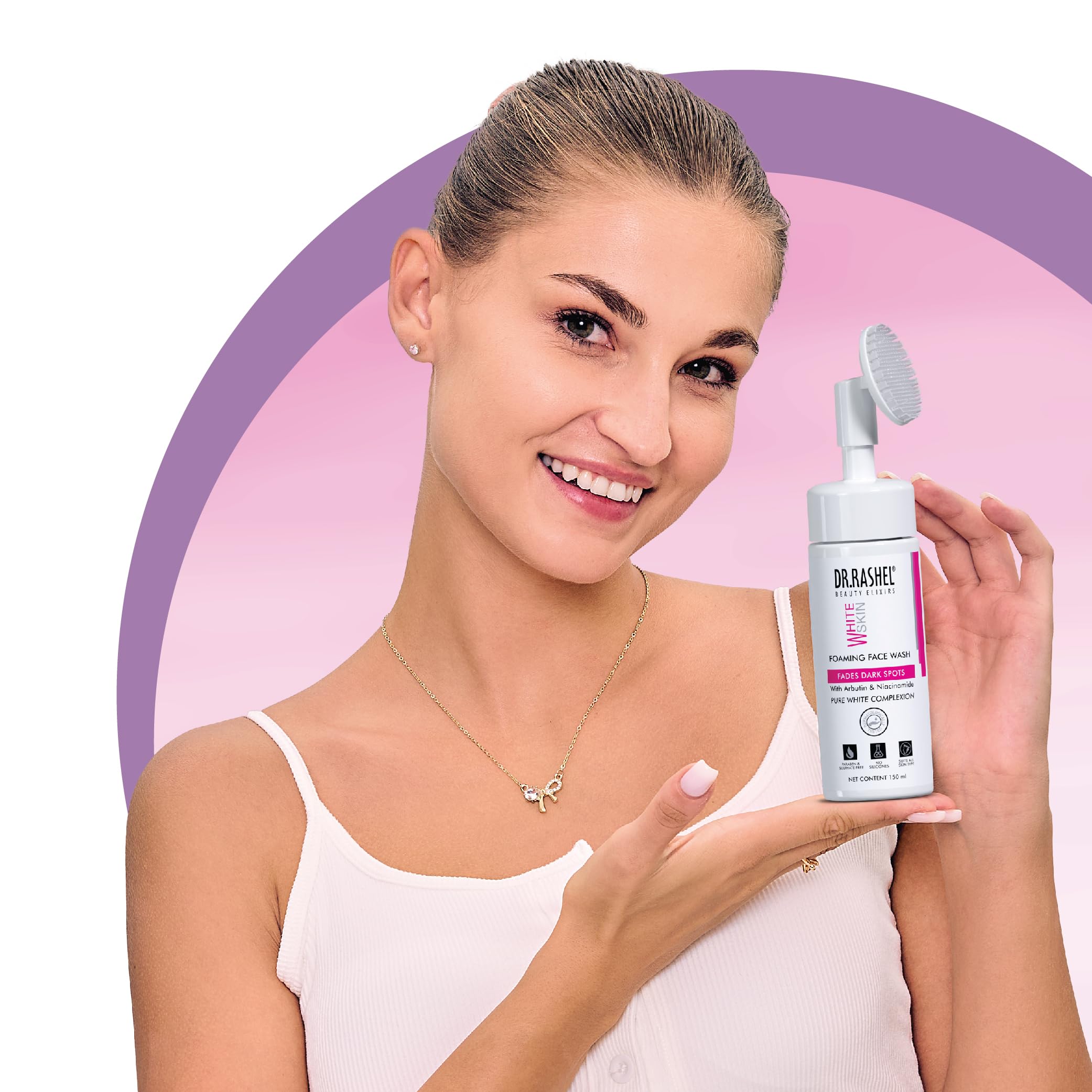 Dr. Rashel Brightening Foaming Face Wash with Arbutin & Niacinamide - Fades Dark Spots, Evens Skin Tone for Radiant Glow (150ml) | Daily Skincare for Oily & Combination Skin