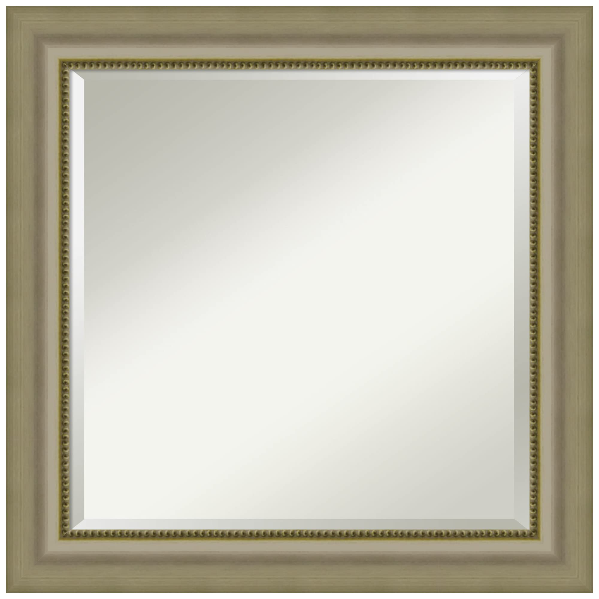 Amanti Art 25x25 Inch Silver Square Wall Mirror - Traditional Wood Frame with Beveled Edge for Bathroom, Living Room, Bedroom Decor - Hangs Horizontally or Vertically - Elegant Home & Office Decoration