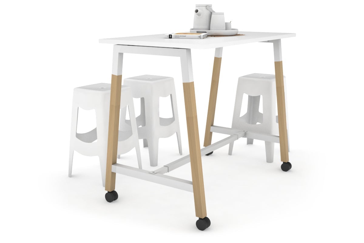 Premium Quadro A Legs Counter Table with Wooden Legs & Cross Beam - 925H Model [1200L x 700W] - Perfect for Restaurant Bars, Kitchen Islands & Commercial Counters