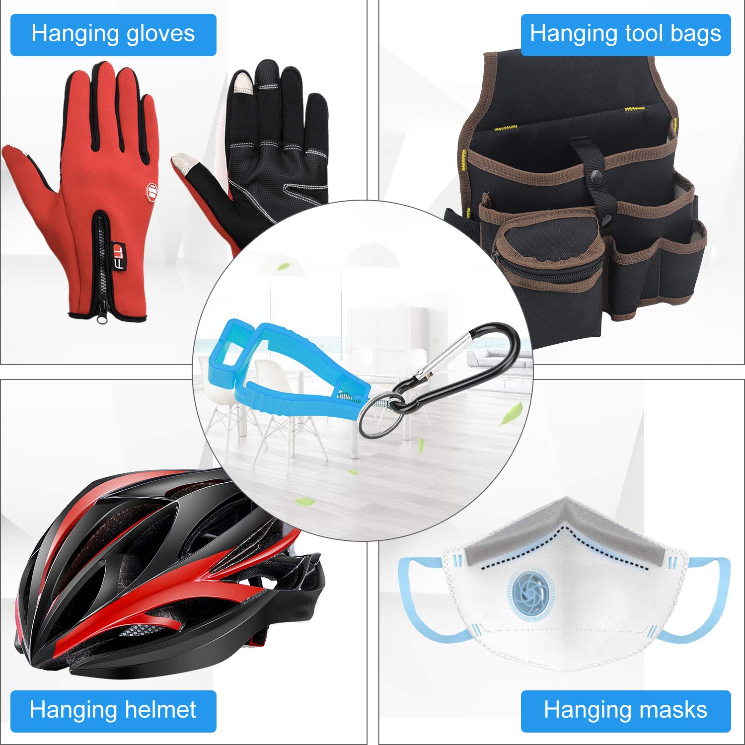 4-Pack Durable Glove Clips for Work & Construction - Heavy Duty Glove Holders for Safety, Gardening, DIY Projects & Outdoor Activities