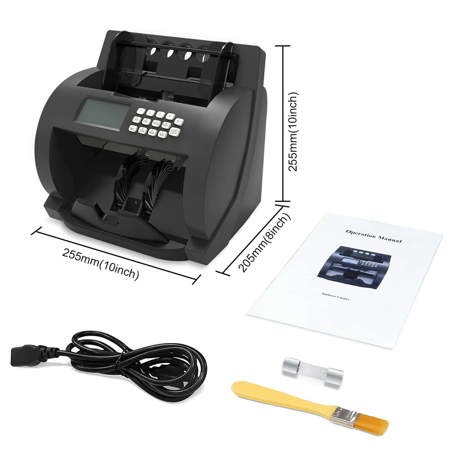 Money Counter Machine with UV/MG/MT/IR/WM/2D Counterfeit Detection - Counts Dollars, Euros & Pounds - 1500 Bills/Min Speed - LCD Display & Batch Mode - Perfect for Banks, Retail Stores & Cash-Intensive Businesses