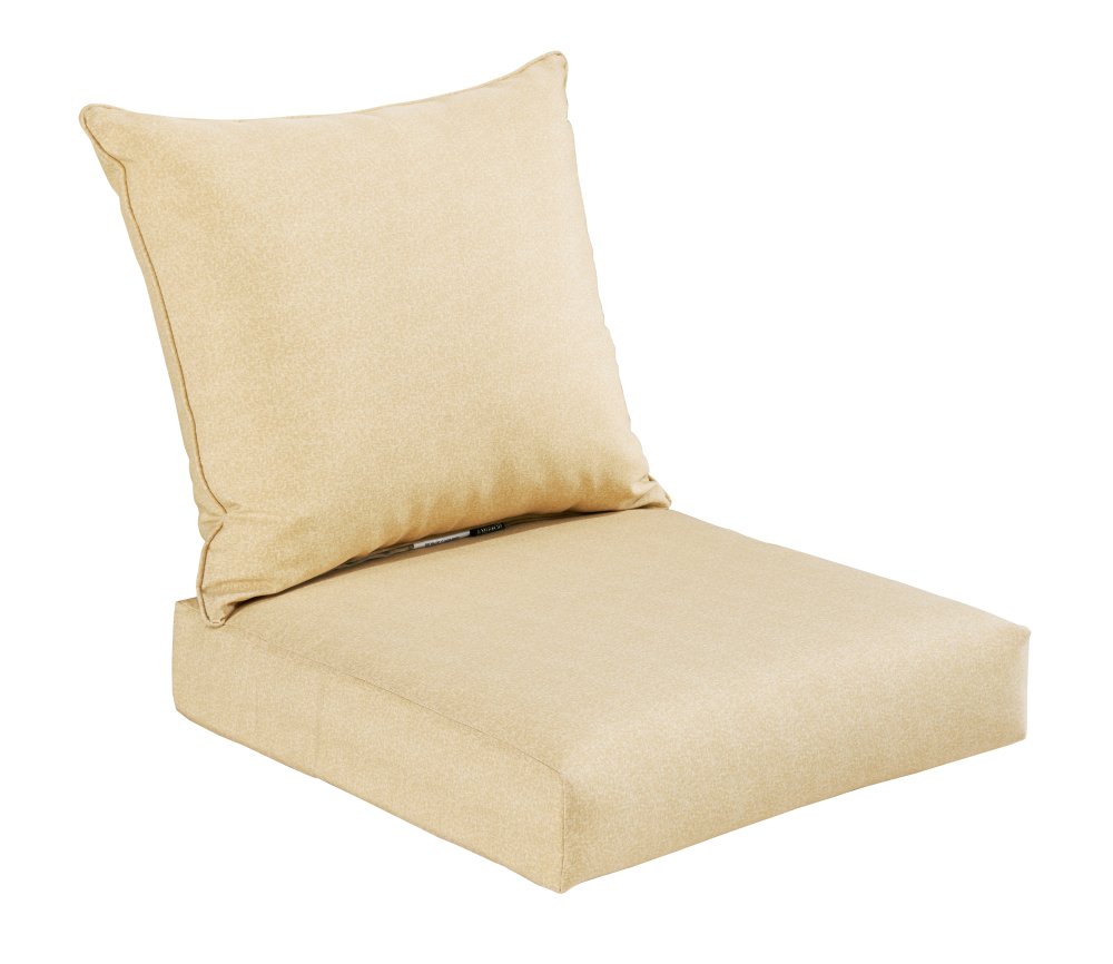 BOSSIMA Indoor Outdoor Chair Cushion Set - Light Yellow Cream Speckle Pattern Deep Seat Cushions for Patio, Deck, Porch & Living Room - Spring Summer Seasonal Replacement Cushions (2-Piece Set)