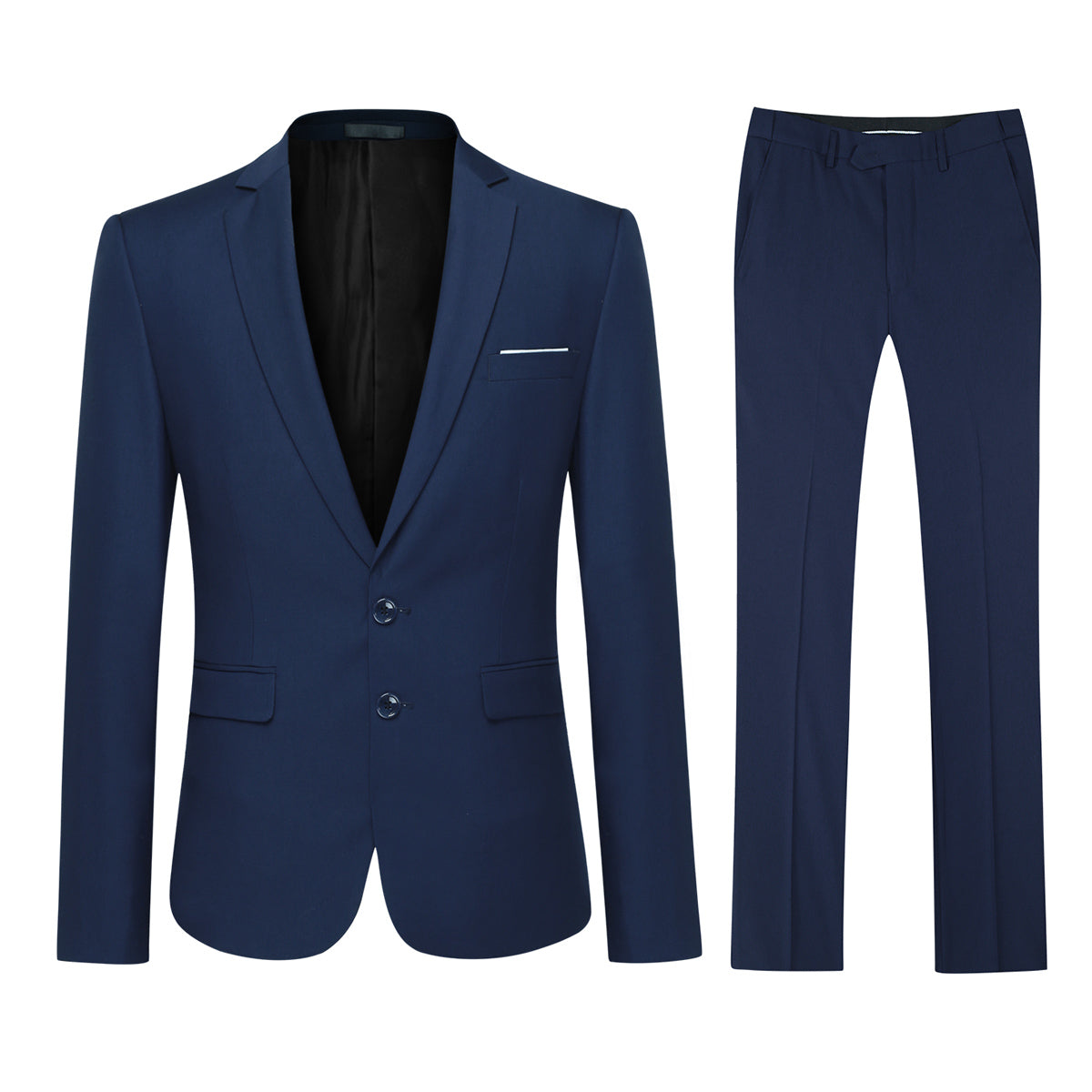 Men's 2-Piece Slim Fit Two-Button Navy Suit - Formal Business Attire for Weddings, Interviews & Office Wear