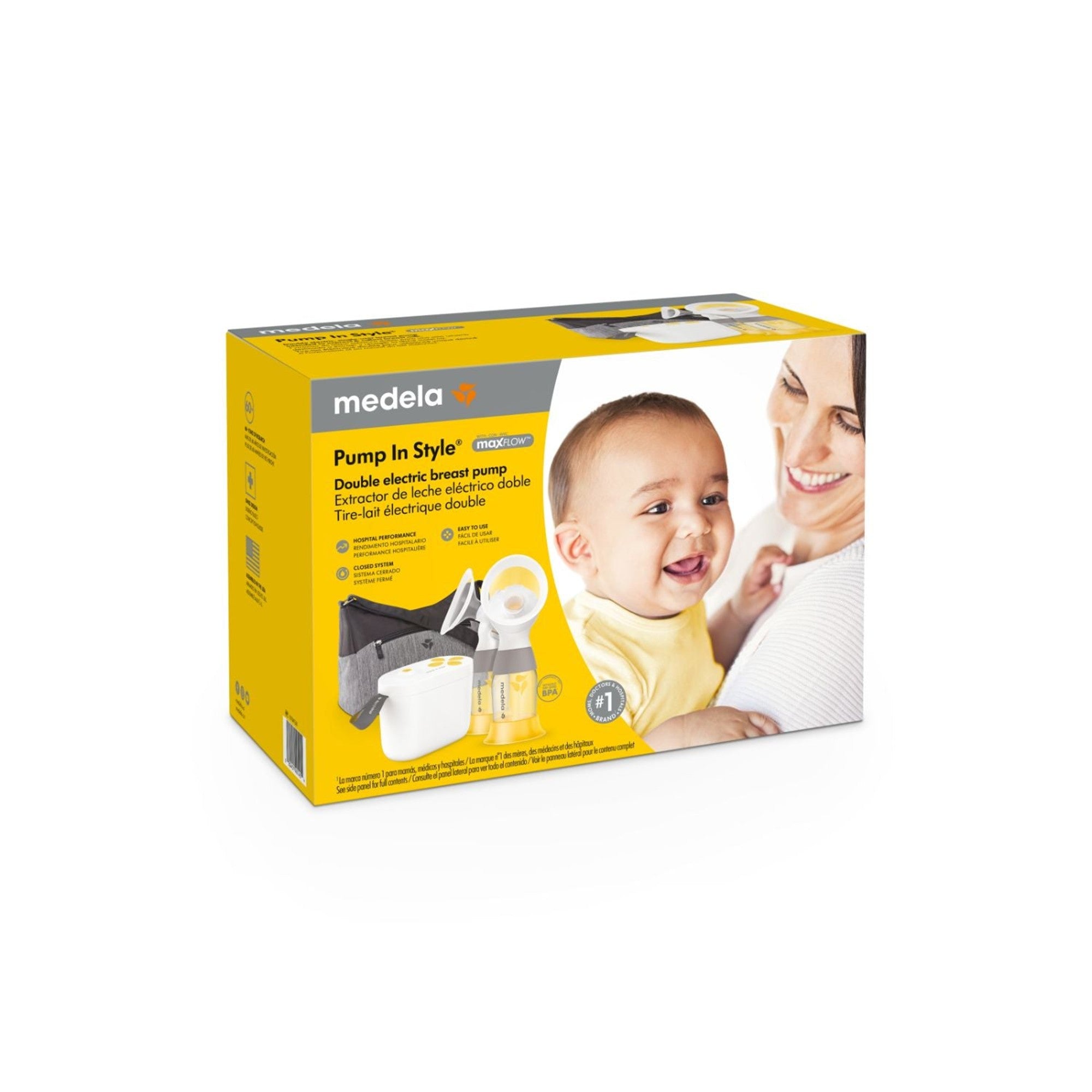 Medela Pump In Style Maxflow Double Electric Breast Pump - Hands-Free Breastfeeding Pump for Working Moms, Hospital-Grade Portable Milk Pump with Car Adapter - Perfect for Travel, Office & On-the-Go Use