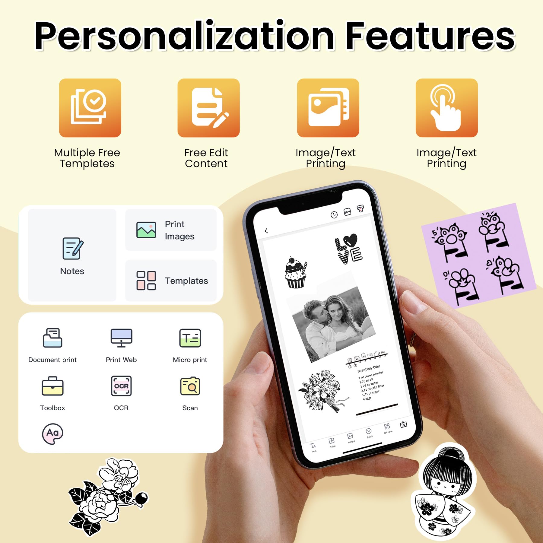 Print Pods Mini Sticker Printer - Portable Thermal Printer for Study Notes, DIY Crafts & To-Do Lists | Wireless iOS & Android Compatible | Perfect for Students, Journaling & Planner Organization