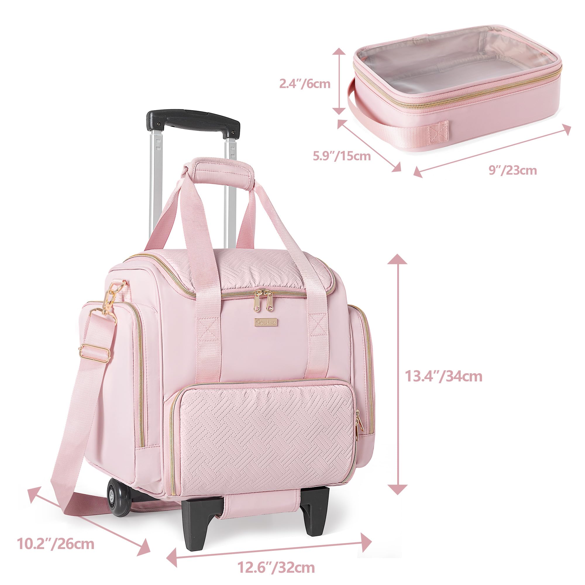 Professional Rolling Makeup Train Case with 4 Removable Bags & Brush Storage - Portable Travel Cosmetic Organizer for Makeup Artists (Pink Patent Design) | Perfect for Salon, Bridal, and On-the-Go Beauty Professionals