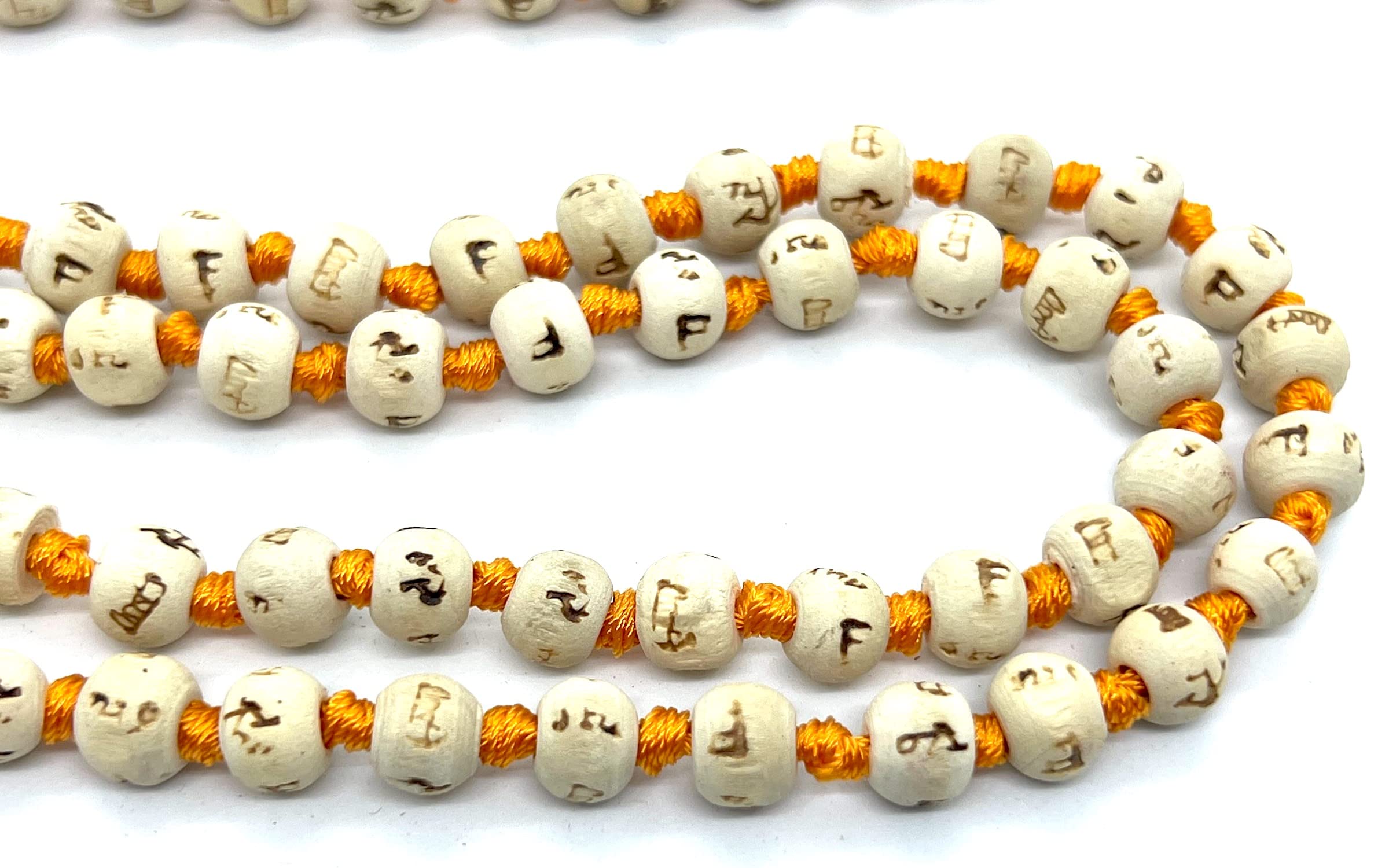 Hand Knotted Tulsi Mala Necklace - 8mm 108 Prayer Beads for Meditation & Yoga, Heart Chakra Alignment with Ram Engraving - Spiritual Jewelry for Mindfulness Practice & Hindu Devotion