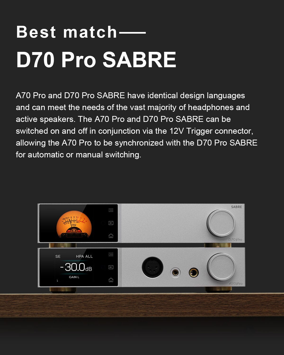 TOPPING A70Pro Hi-Fi Amplifier & D70Pro SABRE DAC Combo with XLR Cable - Professional Audio System for Home Studio, Audiophile Listening & Music Production
