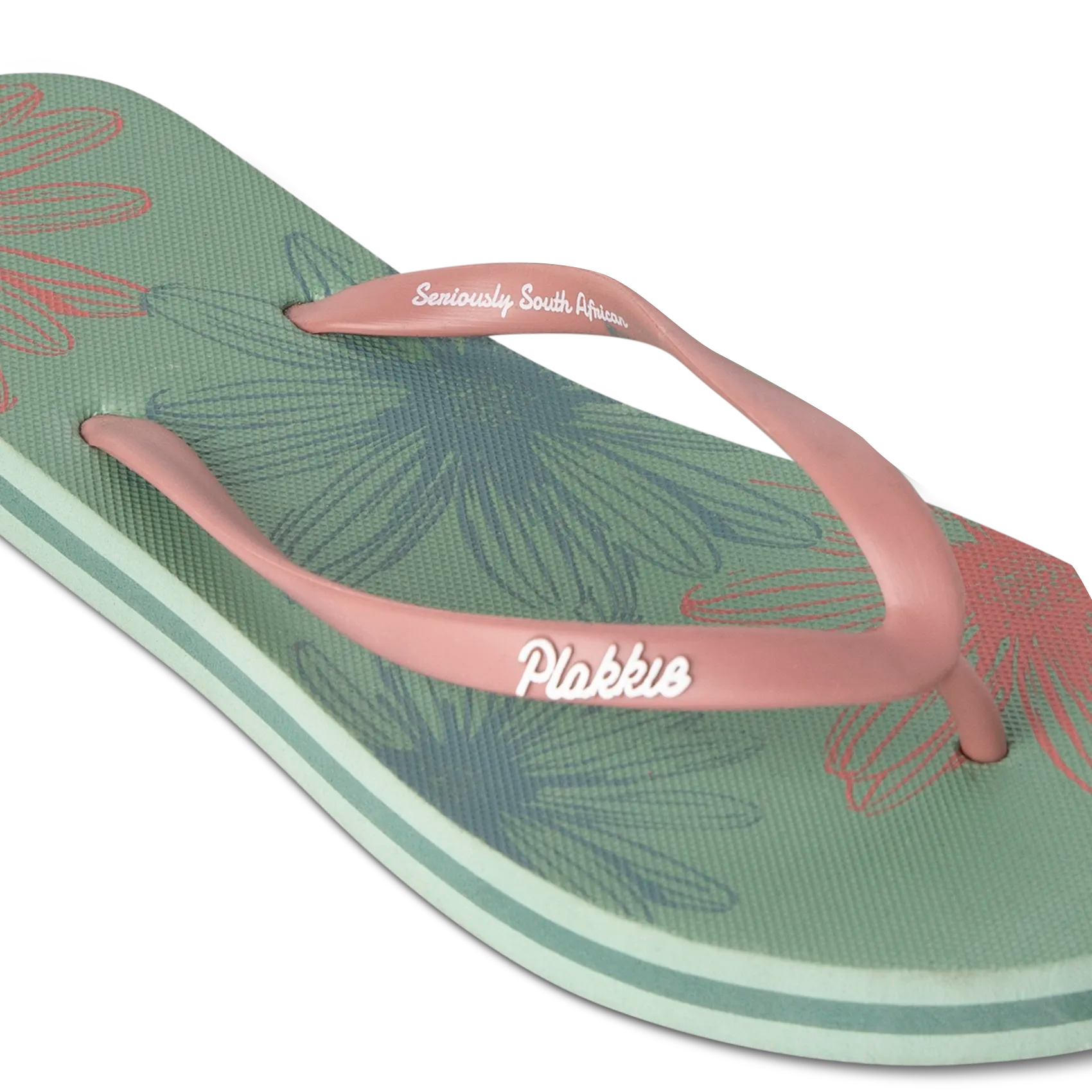 Plakkie Women's Victoria Sandals - Green & Dusty Pink Comfortable Summer Slides | Perfect for Beach, Pool, and Casual Outings