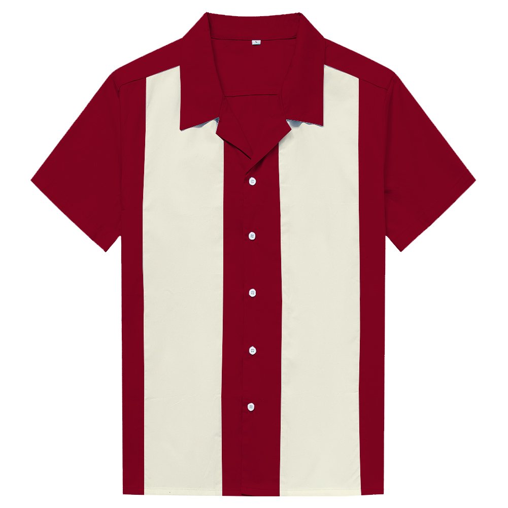 **Vintage 50s Cotton Bowling Shirt for Men - Short Sleeve Button-Down Retro Shirt - Casual & Party Wear**    **Perfect for:** Bowling nights, retro-themed parties, casual outings, and vintage fashion lovers.