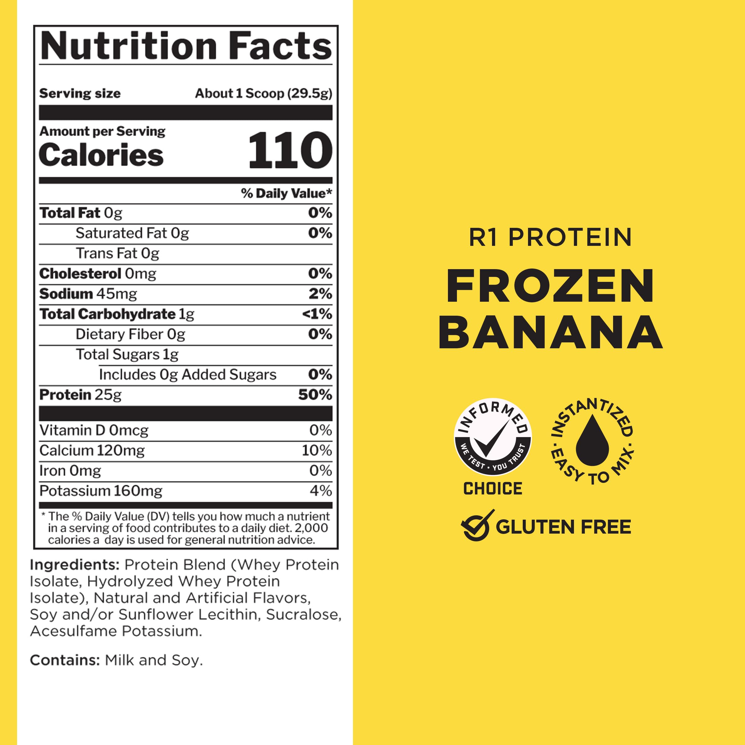 Rule One Proteins R1 Protein Powder - 25g Fast-Acting, Super-Pure 100% Whey Isolate & Hydrolysate with 6g BCAAs (5lbs, Frozen Banana Flavor) for Post-Workout Recovery & Muscle Growth
