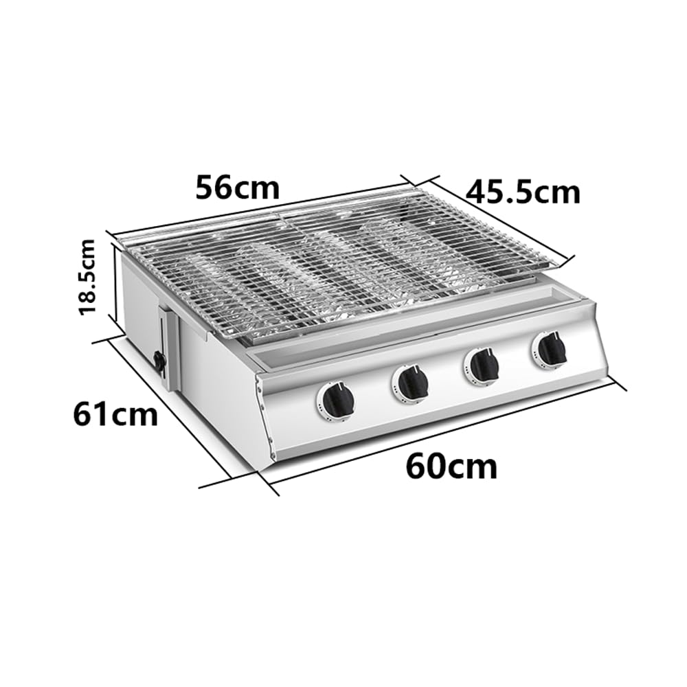 Widening Net 4 Burner Tabletop Gas Grill - Stainless Steel Surface, Portable Outdoor BBQ Grill for Camping, Tailgating & Backyard Cooking - Professional Grade & Eco-Friendly (GG-H4G)