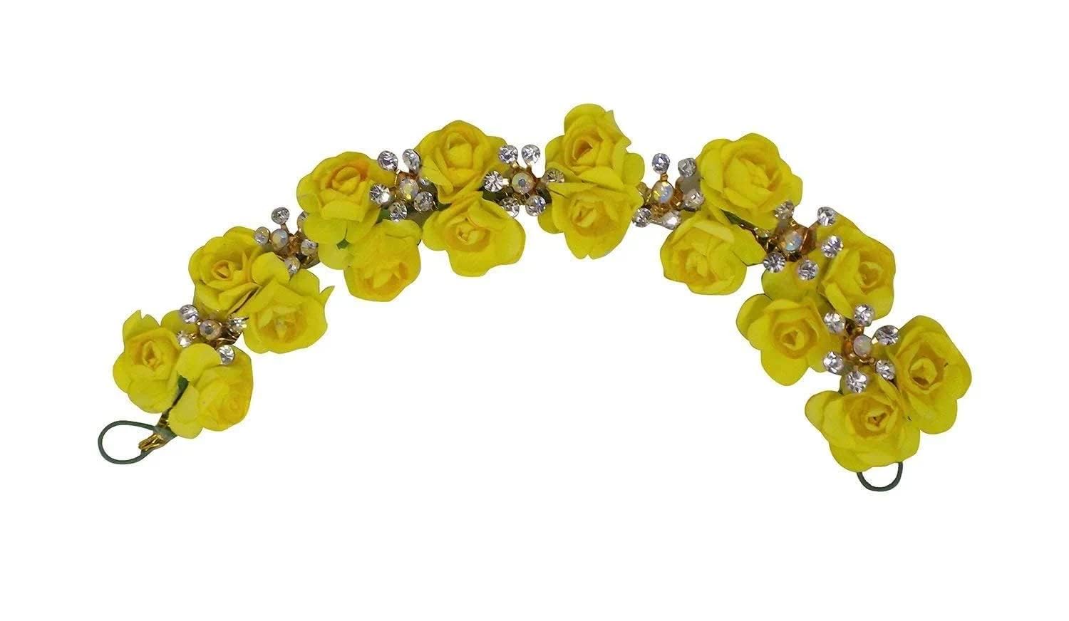 APOEM Yellow Bun Decoration Hair Gajra for Women & Girls - Wedding, Party Hair Accessories - Perfect for Bridal, Festive & Special Occasion Hairstyles