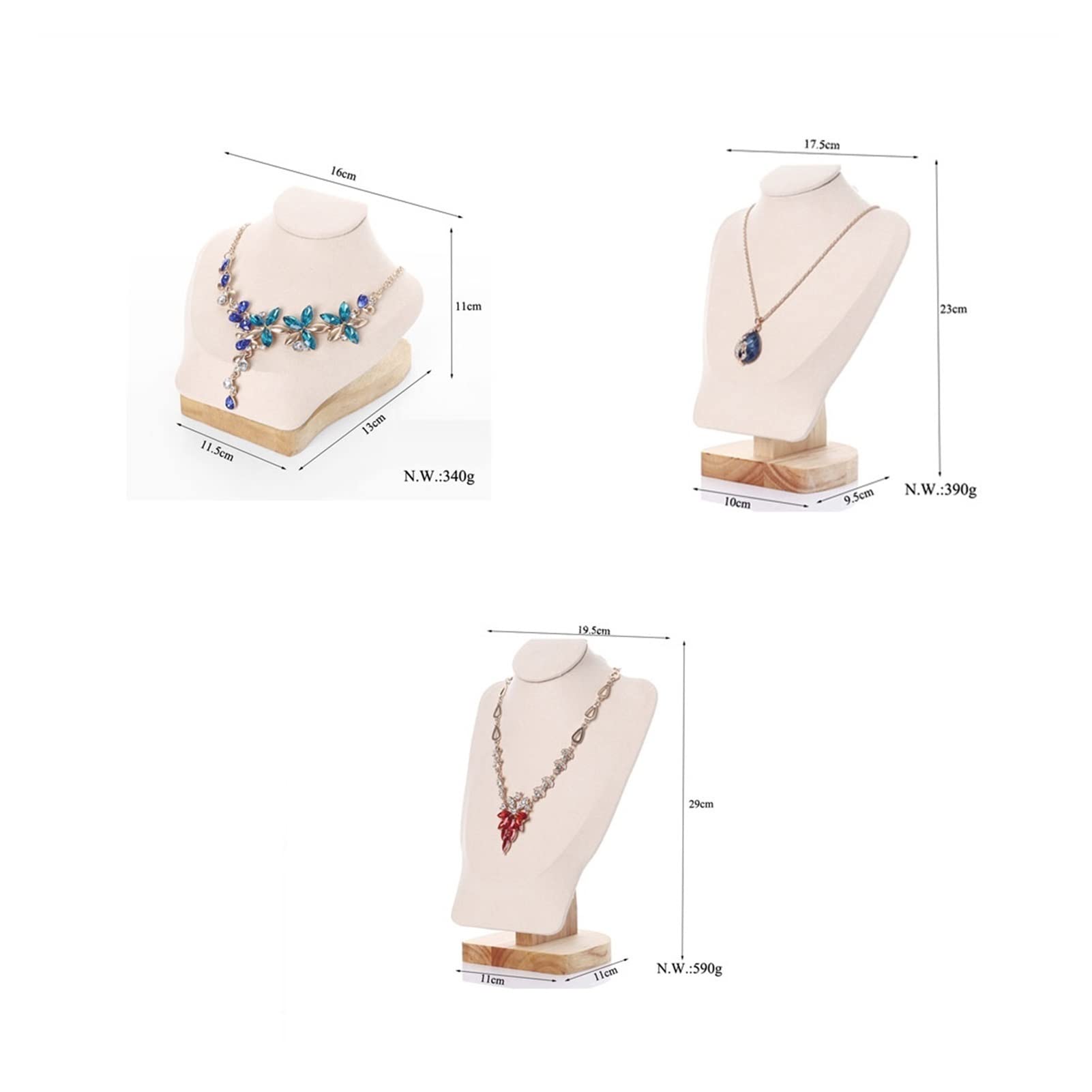 Velvet Jewelry Display Stand - Small Green Necklace Bust Hanger for Pendant & Chain Storage - Perfect for Boutique, Jewelry Store & Home Organizer