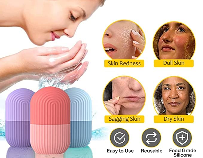 BPA Free Ice Roller for Face - Cold Therapy Facial Massager for Glowing Skin, Leakproof Silicone Roller - Perfect for Reducing Puffiness & Dark Circles, Post-Workout Recovery & Skincare Routine
